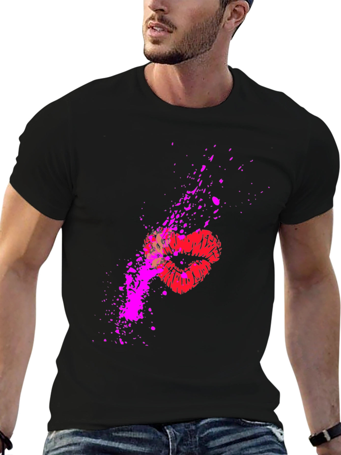 Kiss Splatter Graphic Tee - Black
