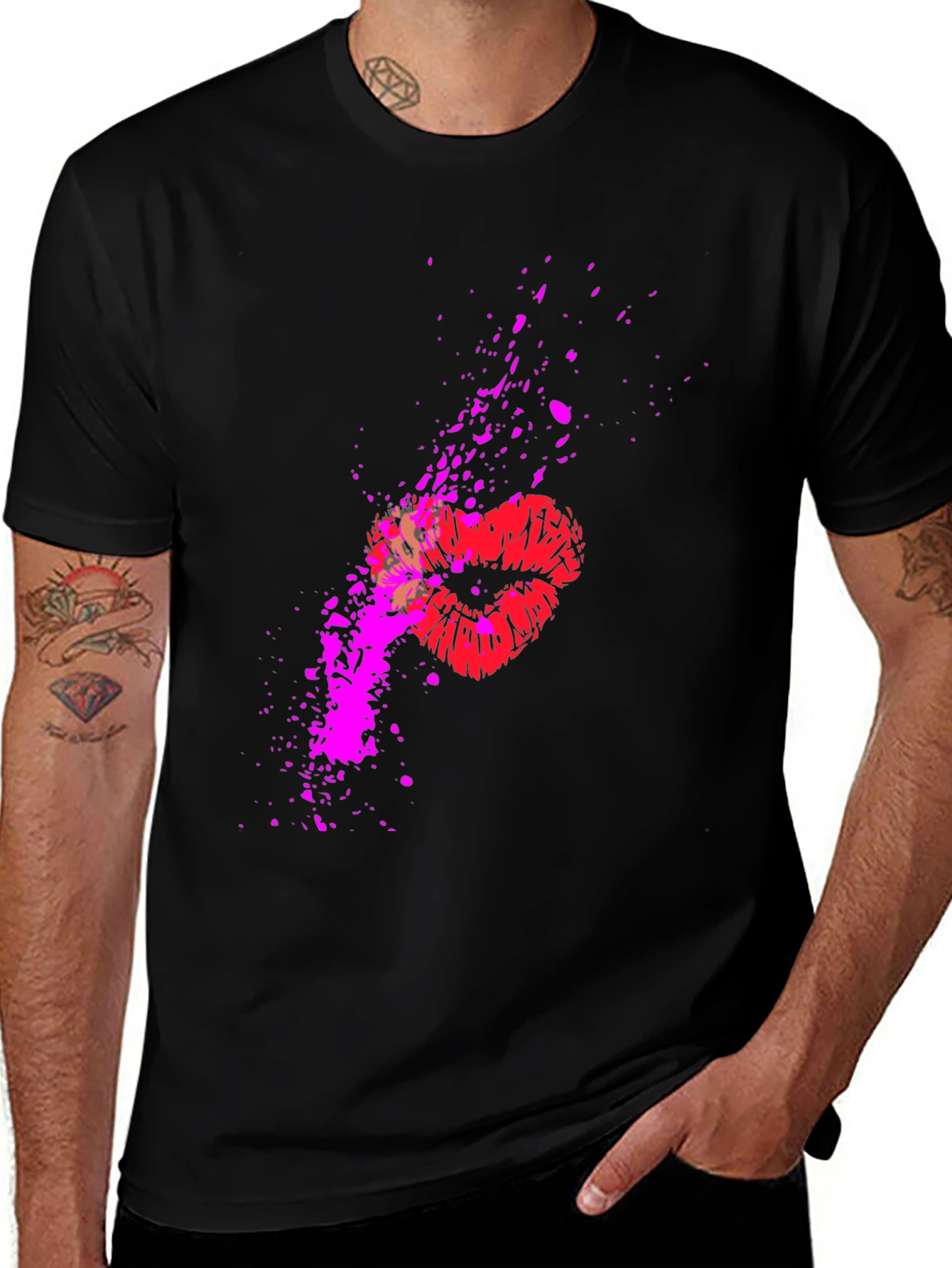 Kiss Splatter Graphic Tee - Black