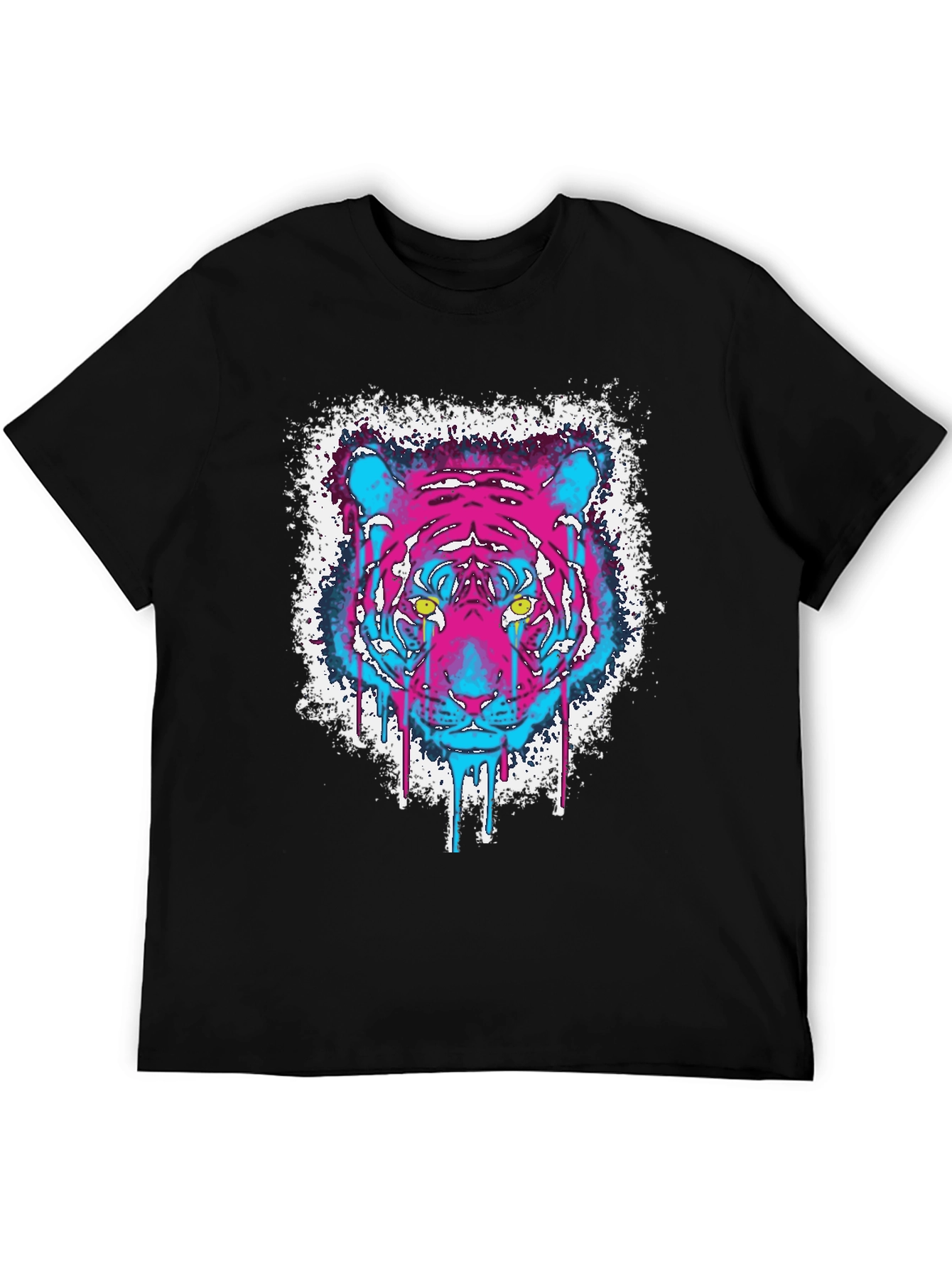 Neon Tiger Graphic Black T-Shirt