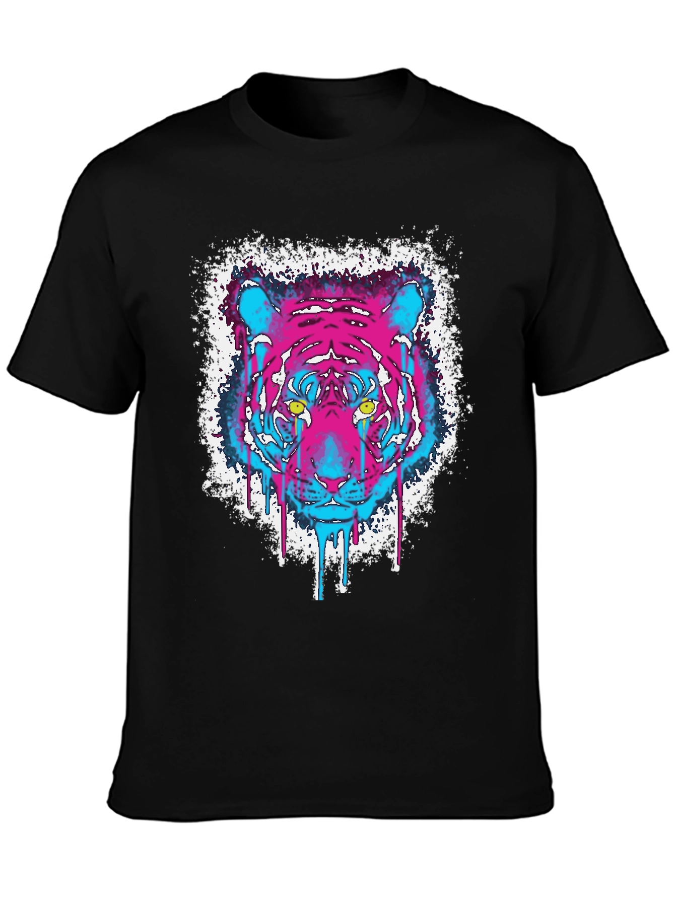 Neon Tiger Graphic Black T-Shirt