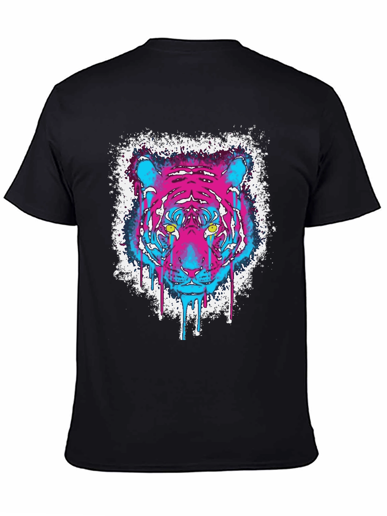 Neon Tiger Graphic Black T-Shirt
