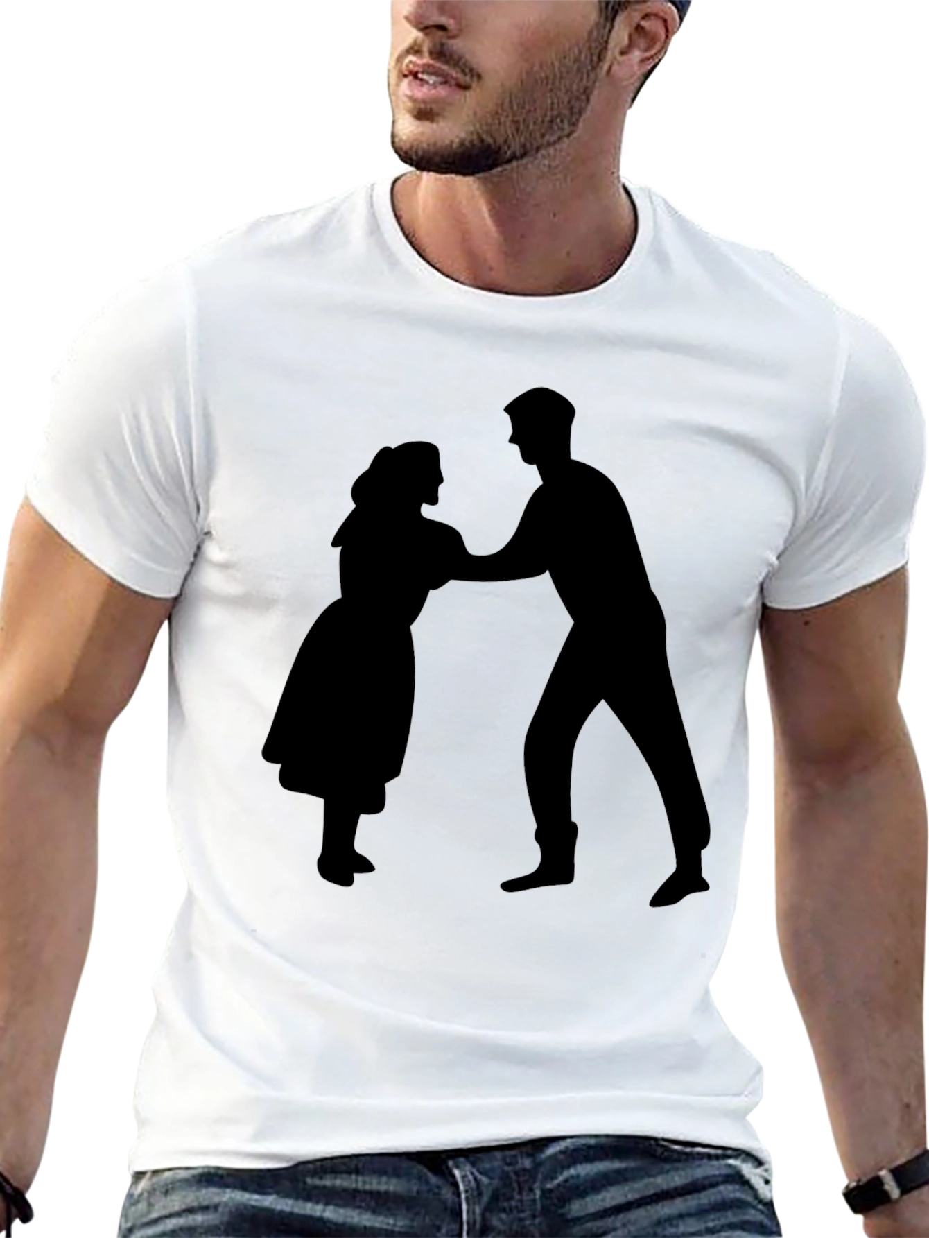 Dancing Couple Silhouette T-Shirt - Black