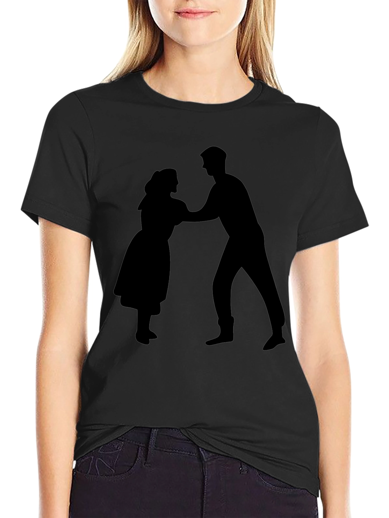Dancing Couple Silhouette T-Shirt - Black