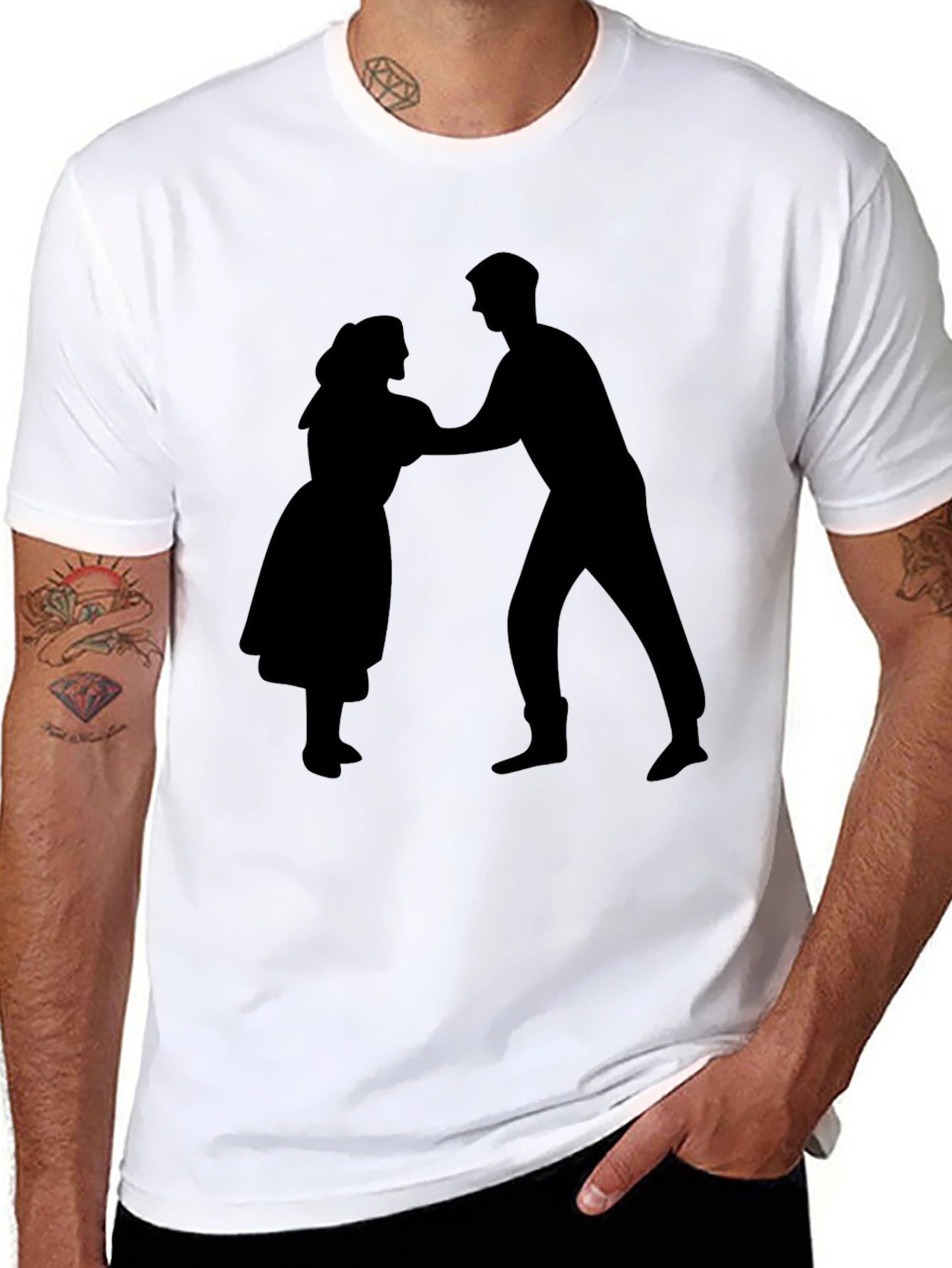Dancing Couple Silhouette T-Shirt - Black