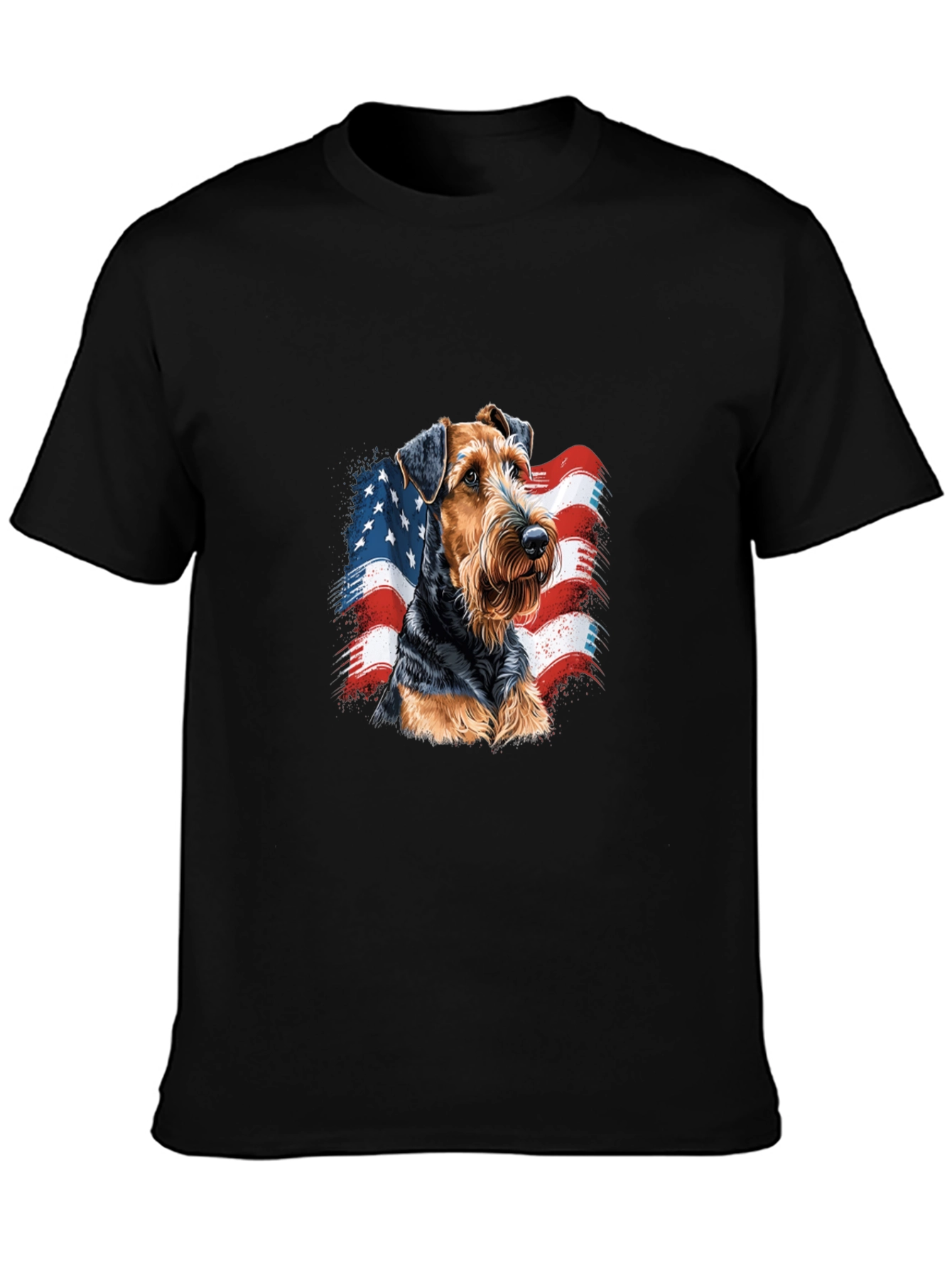 Patriotic Dog Graphic T-Shirt - Mens Black Tee
