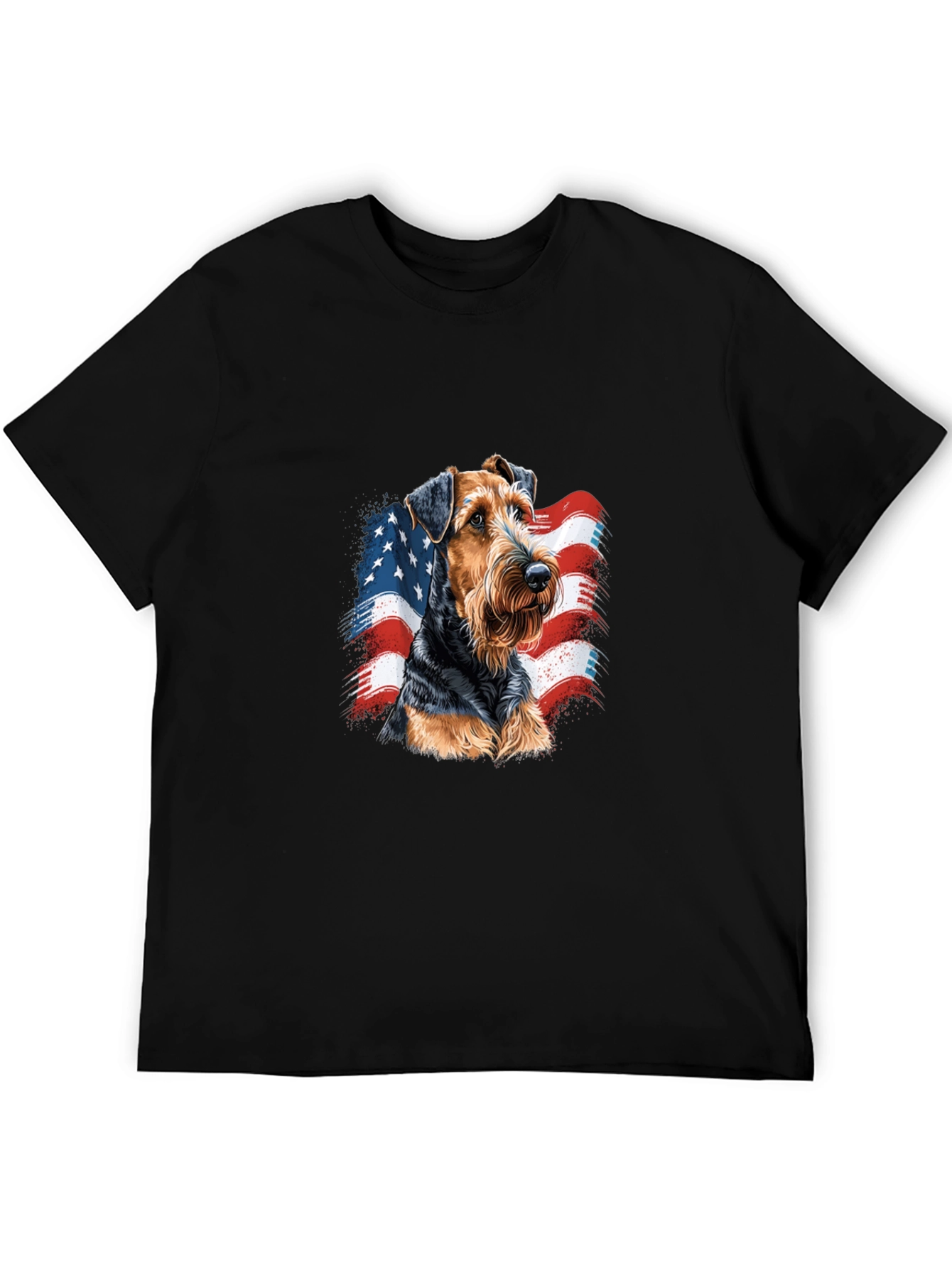 Patriotic Dog Graphic T-Shirt - Mens Black Tee