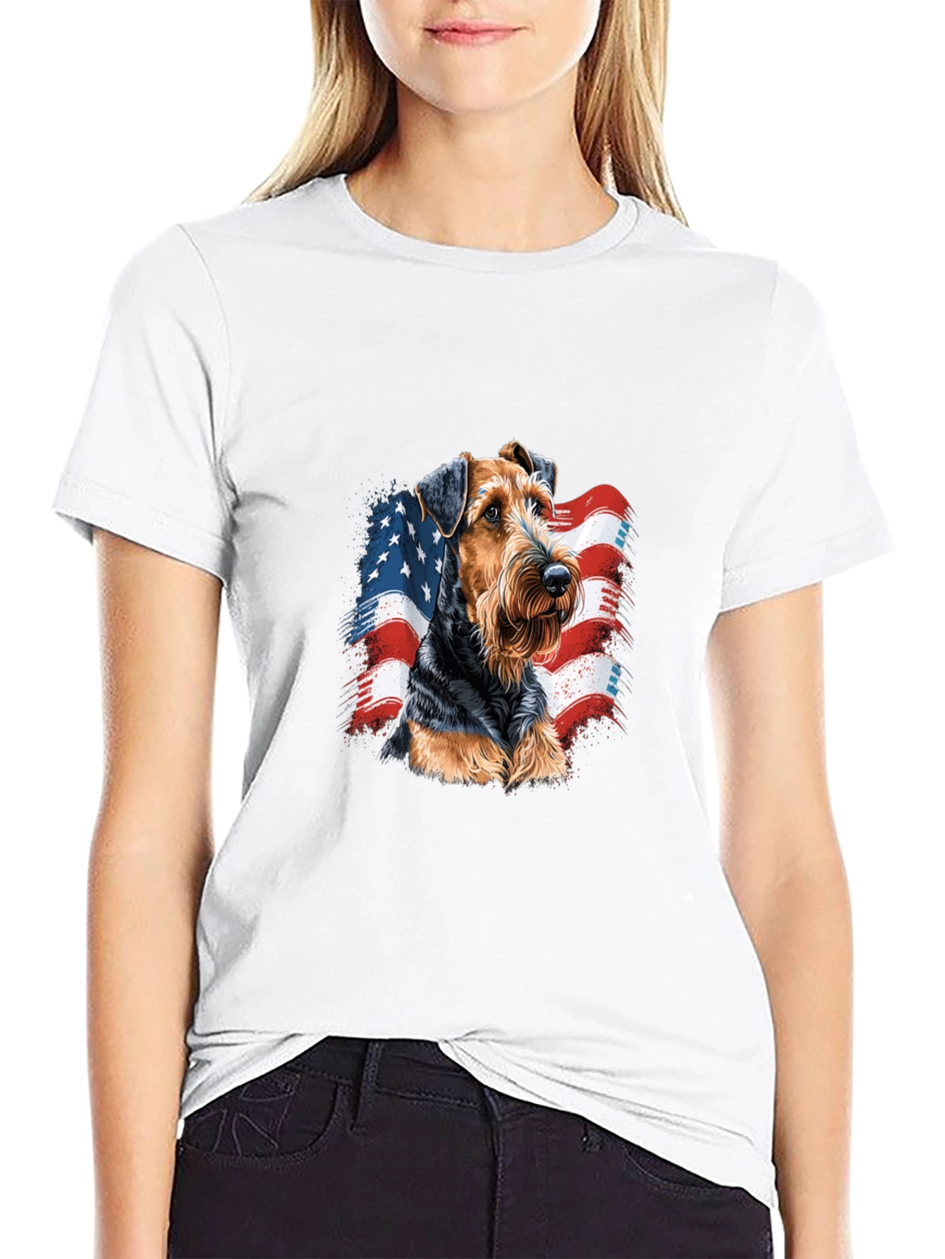 Patriotic Dog Graphic T-Shirt - Mens Black Tee