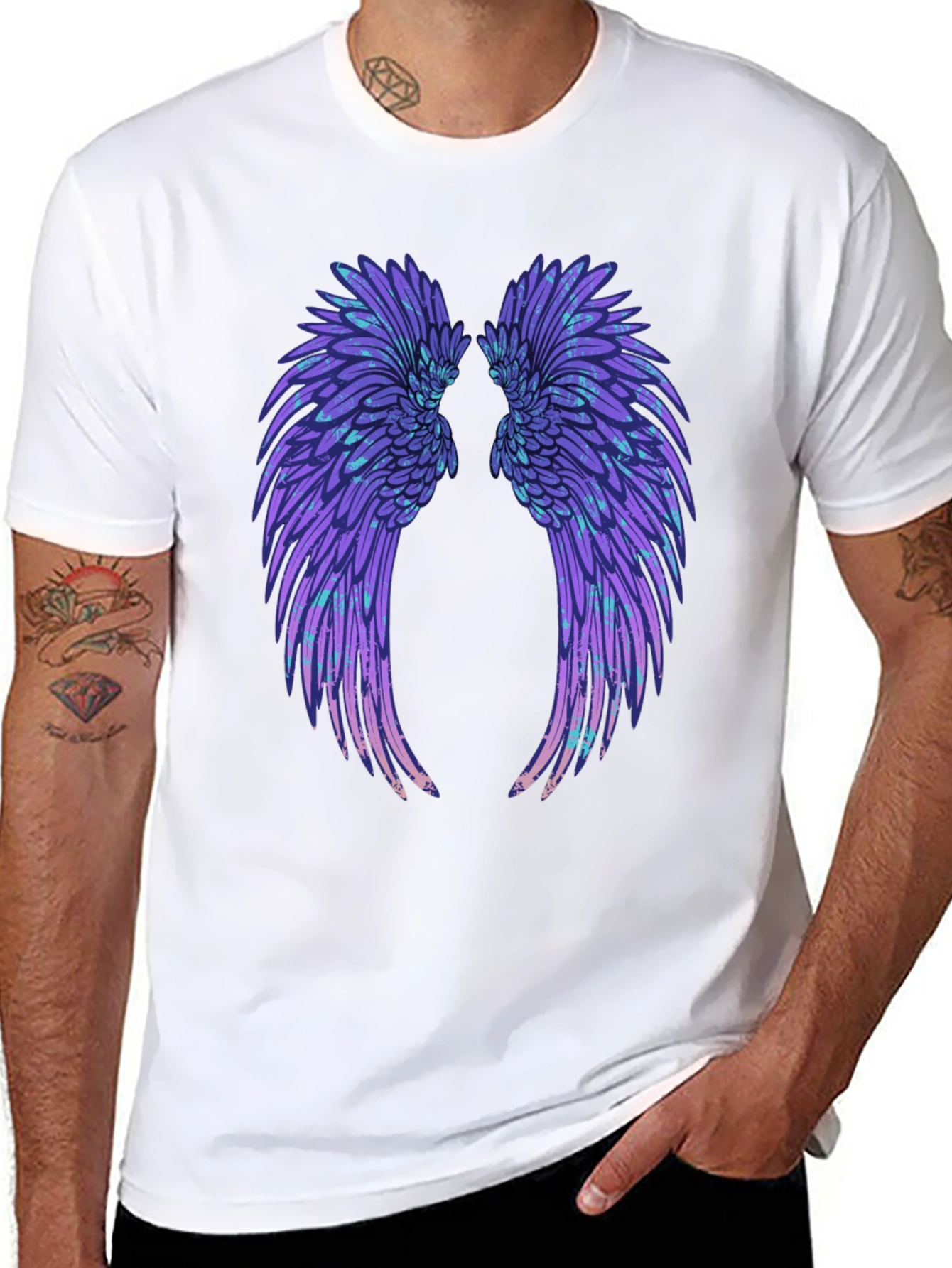 Wings Graphic Tee - Black Cotton T-Shirt