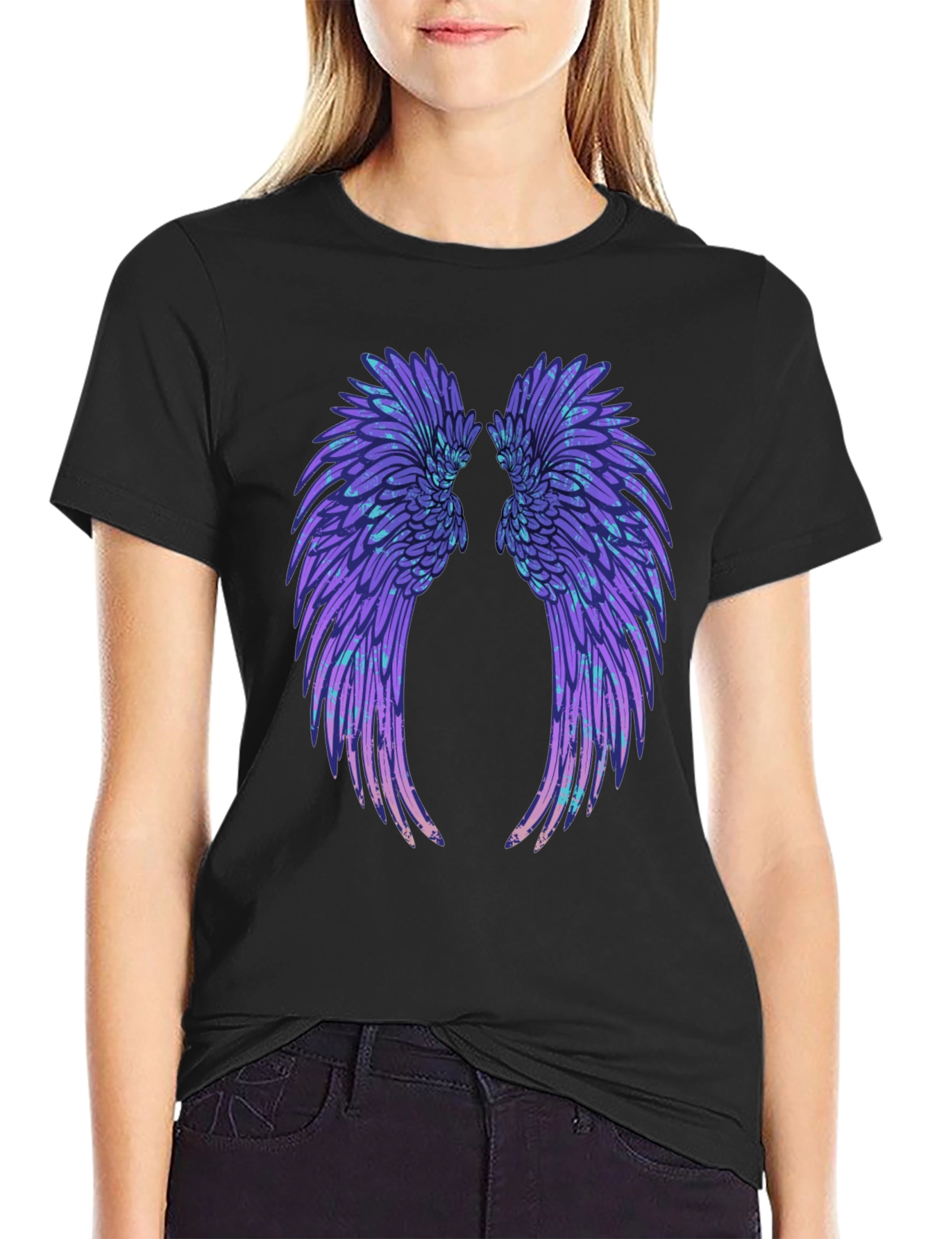 Wings Graphic Tee - Black Cotton T-Shirt