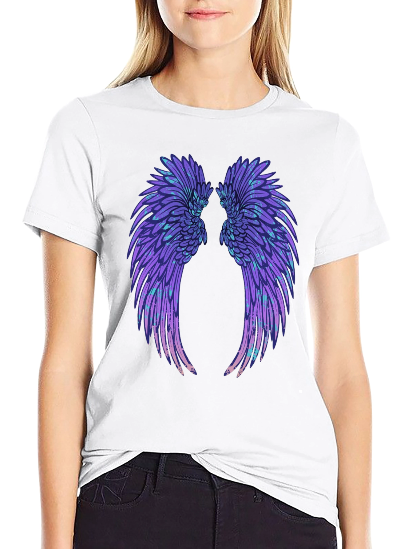Wings Graphic Tee - Black Cotton T-Shirt