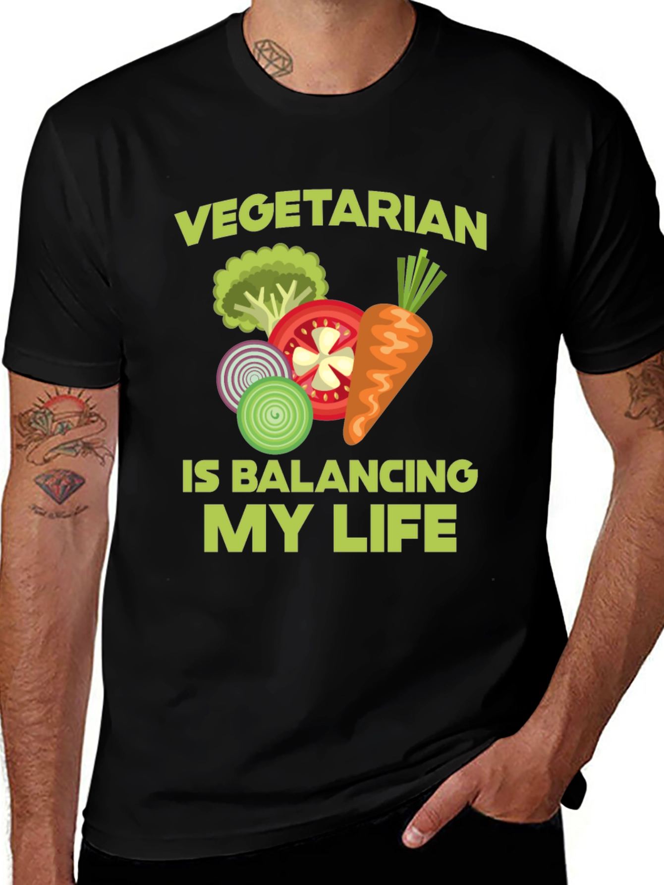 Vegetarian Balancing Act Graphic Tee