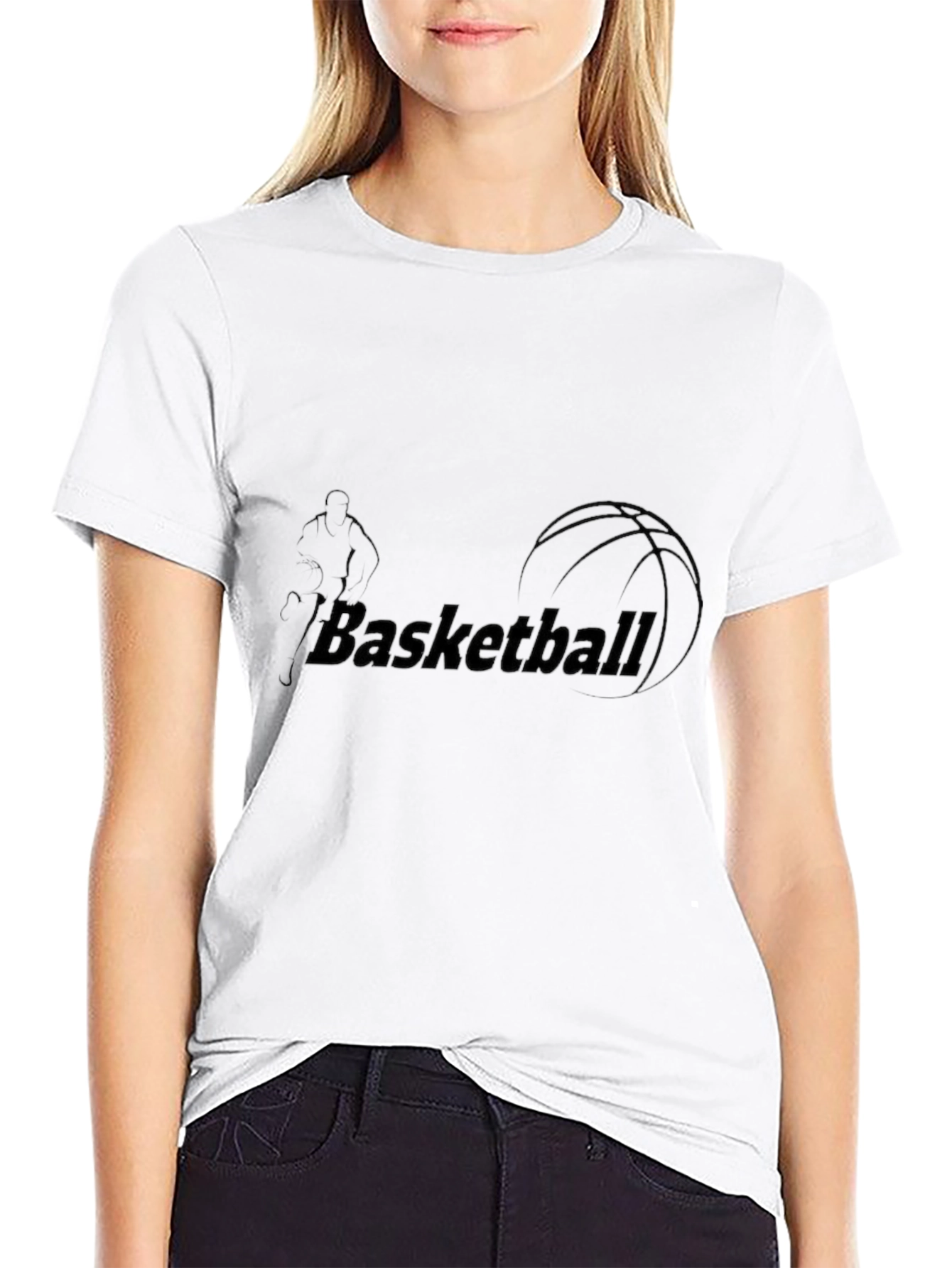 Basketball Graphic Tee - Black Cotton Blend T-Shirt