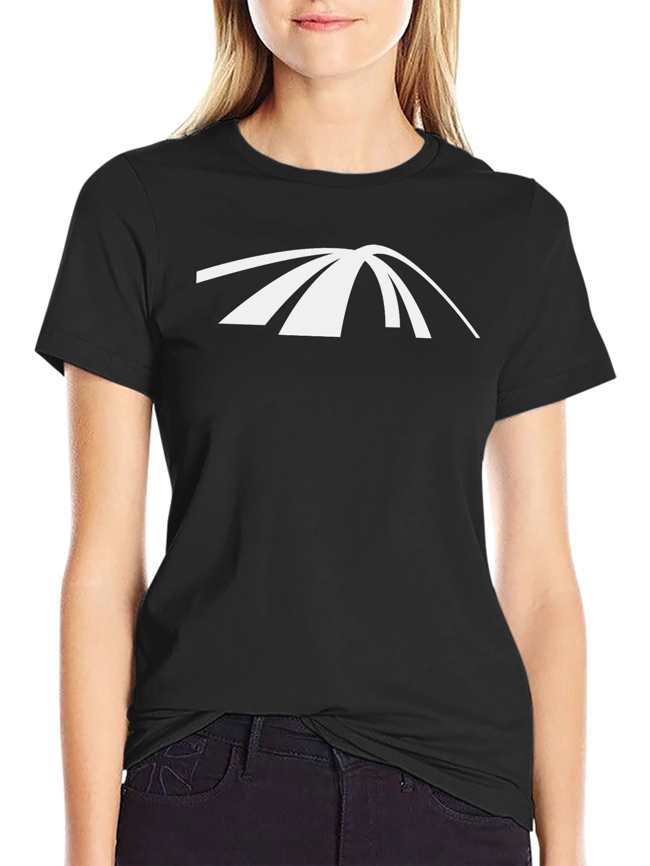 Modern White Archway Design on Black T-Shirt