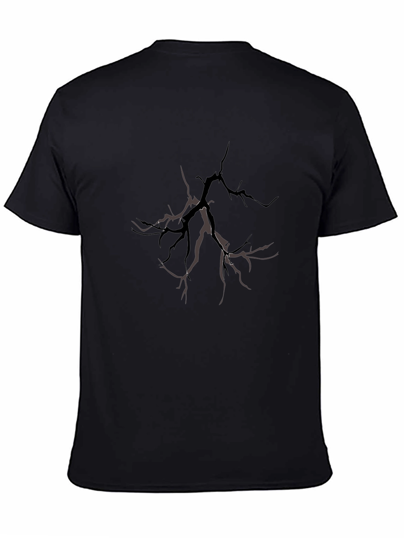 Mens Black T-Shirt with Tree Branch Design