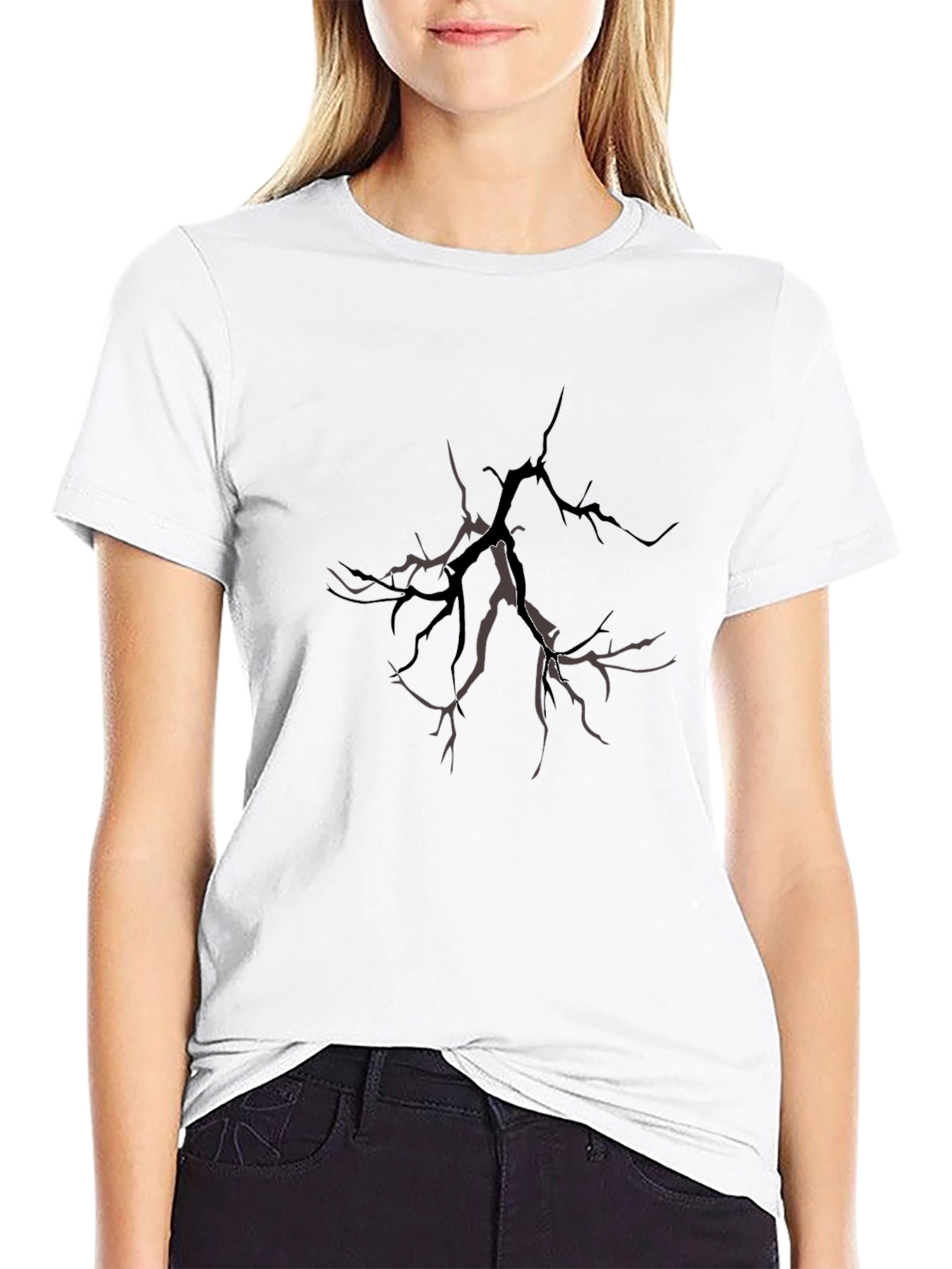 Mens Black T-Shirt with Tree Branch Design