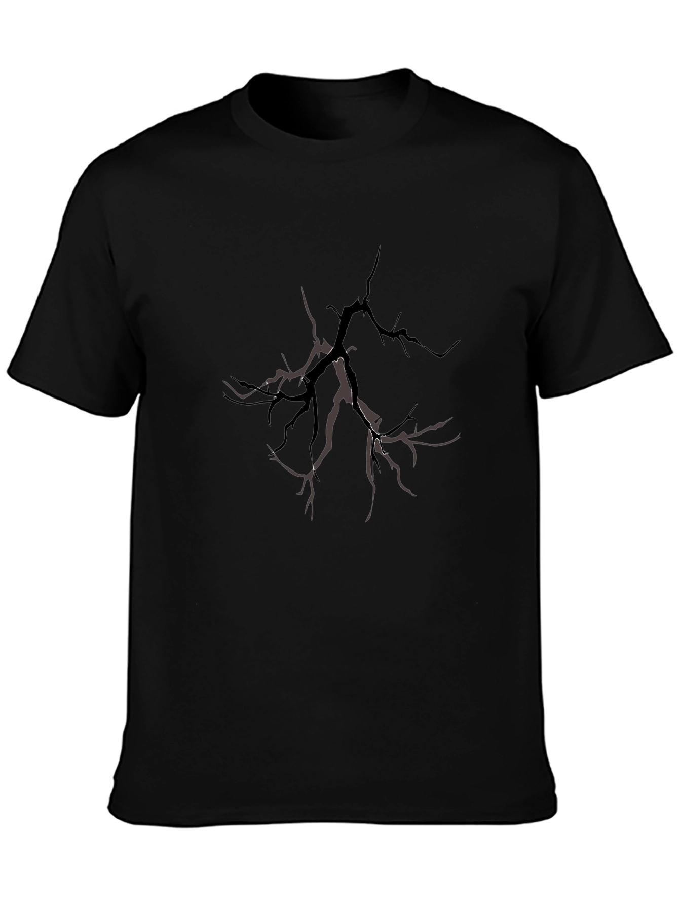 Mens Black T-Shirt with Tree Branch Design