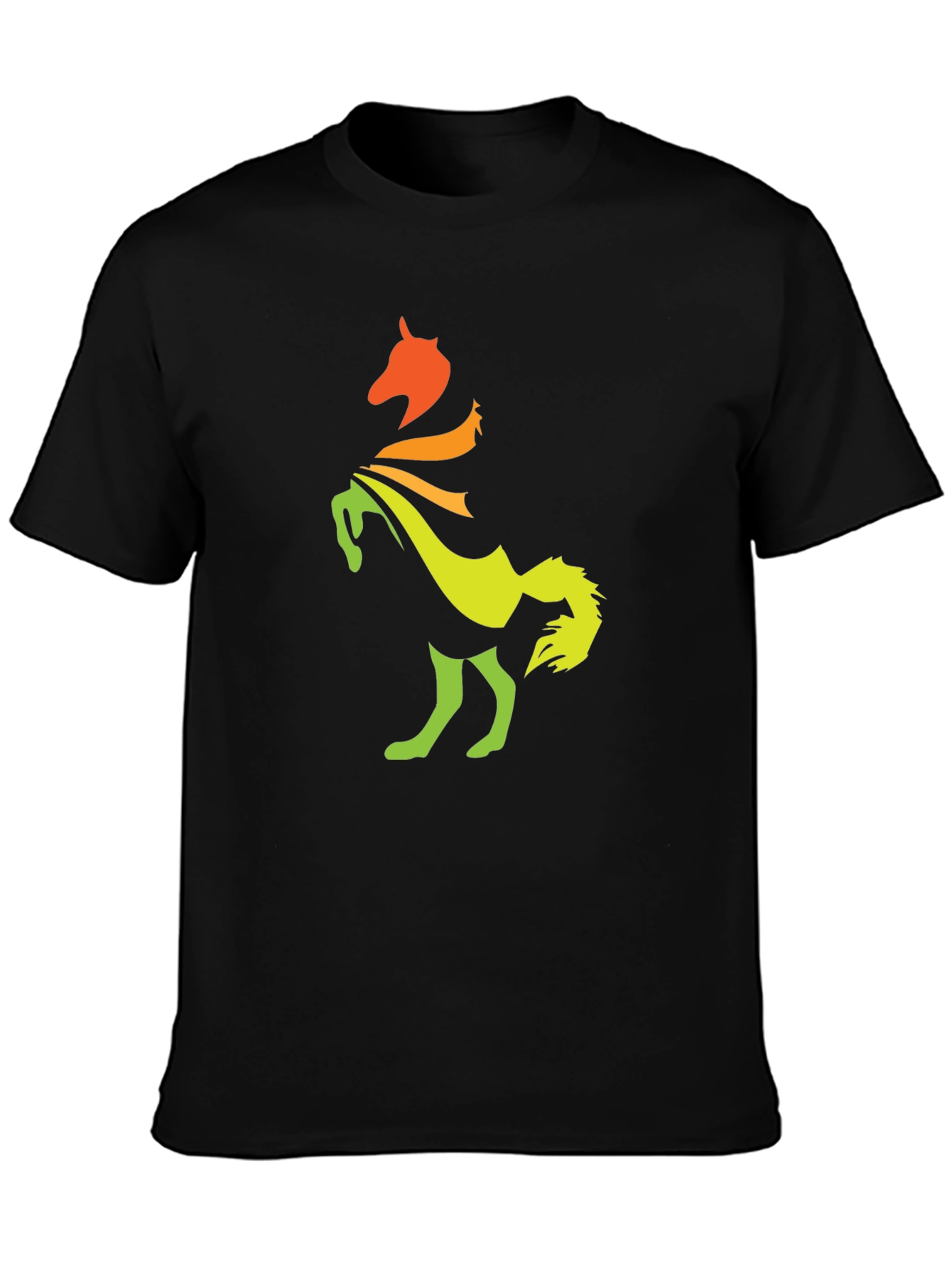 Gradient Horse Graphic Tee - Stylish Black T-Shirt