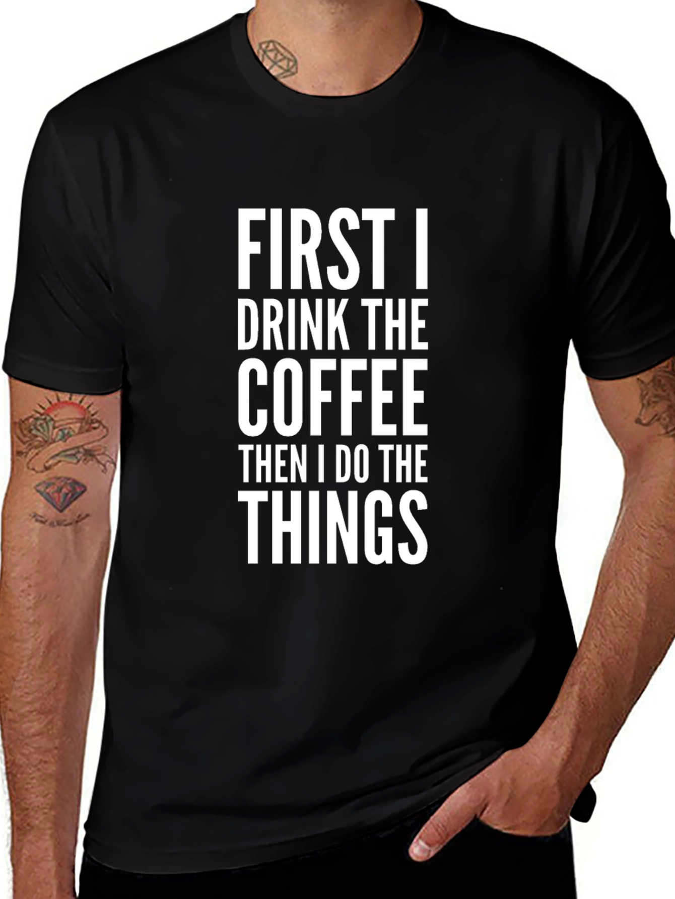 Coffee Then Things Black T-Shirt