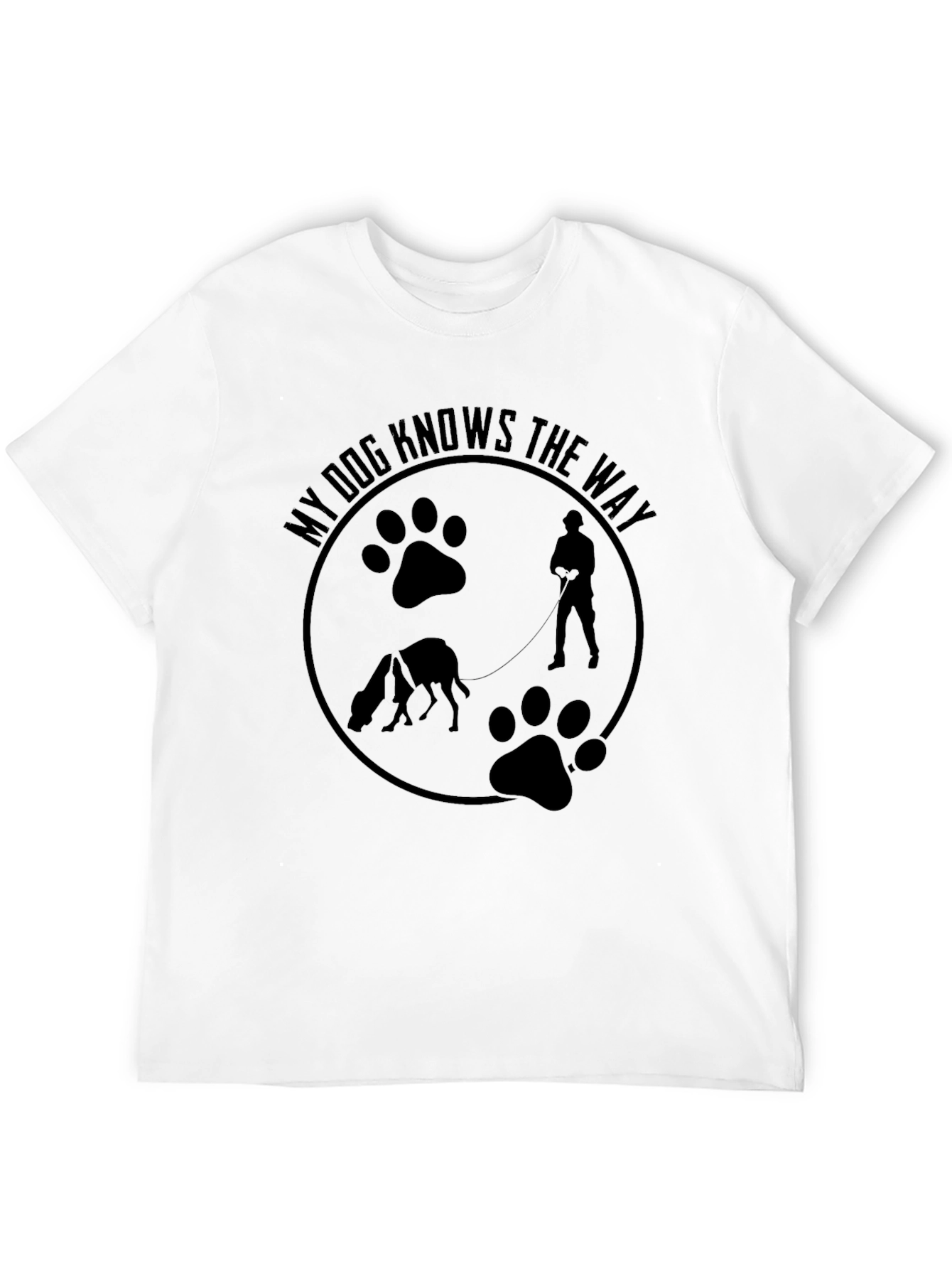 My Dog Knows the Way Black T-Shirt