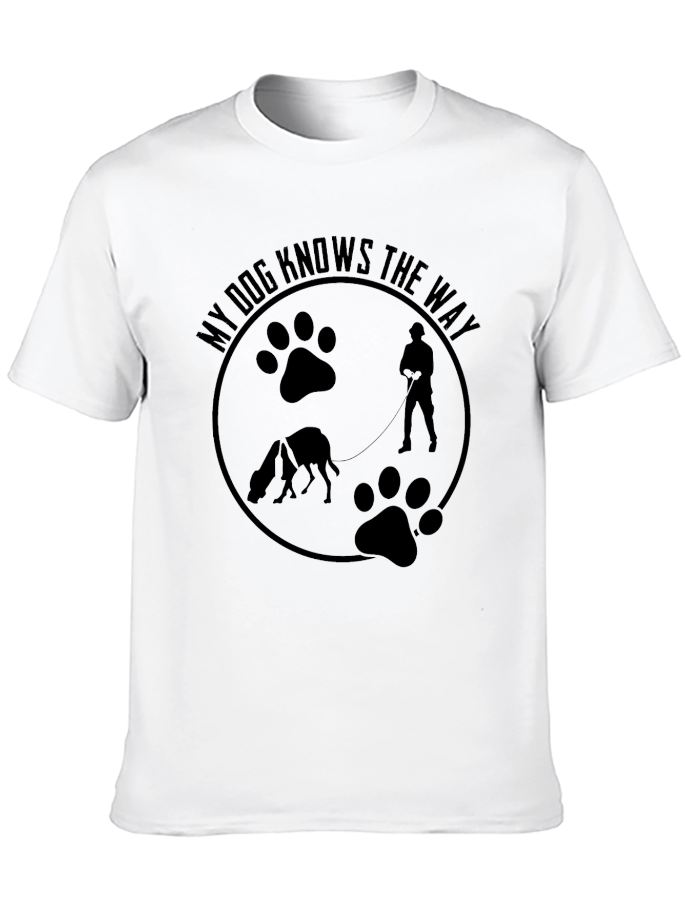 My Dog Knows the Way Black T-Shirt