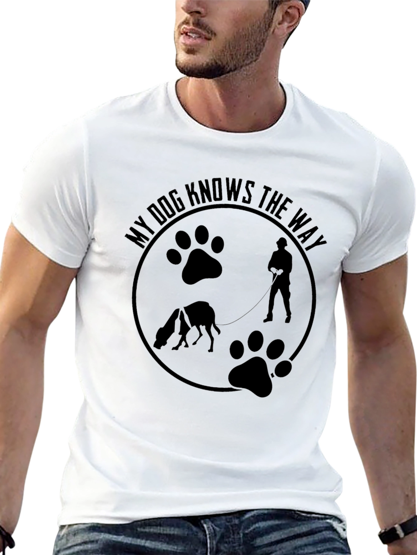 My Dog Knows the Way Black T-Shirt