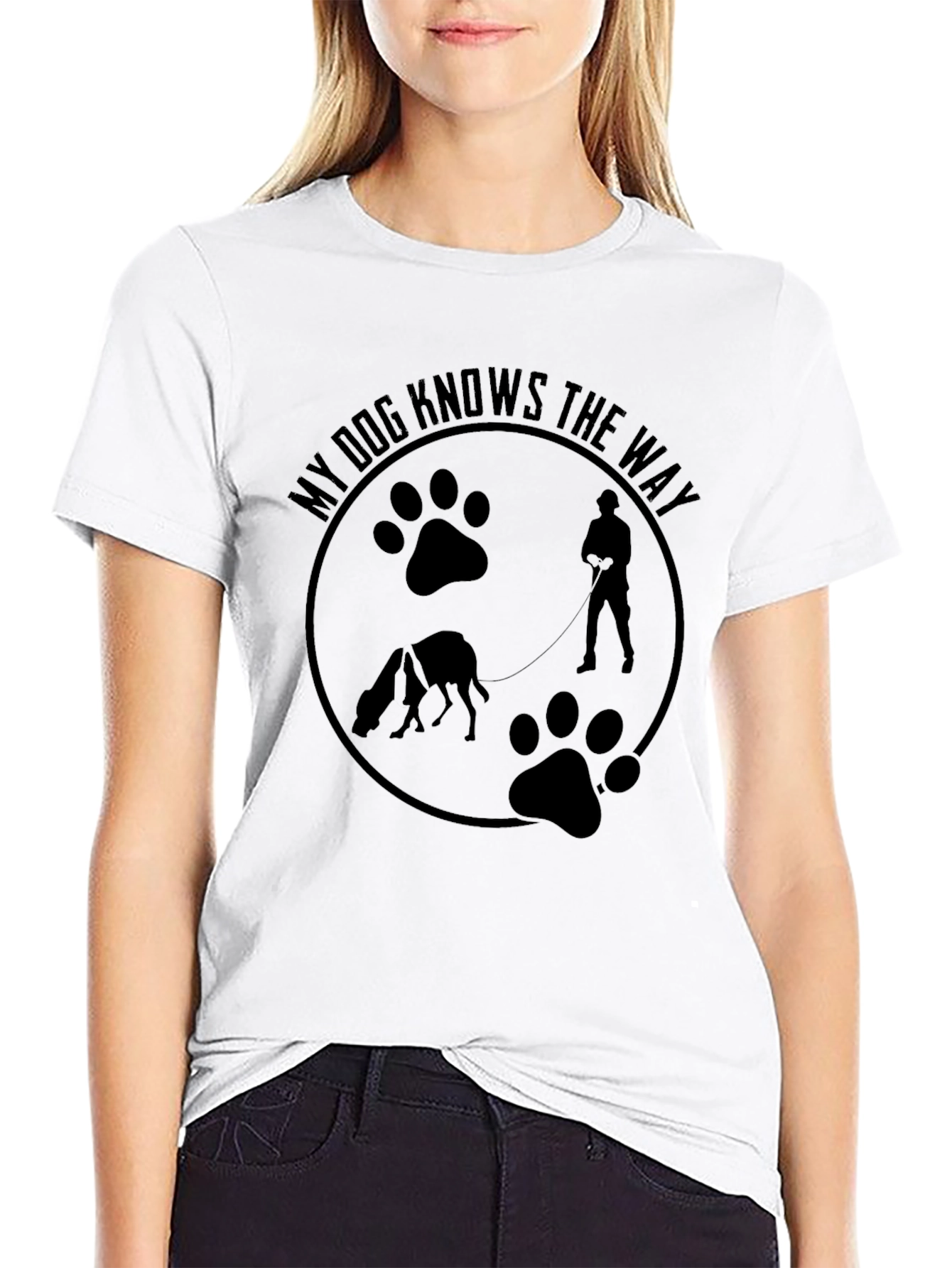 My Dog Knows the Way Black T-Shirt