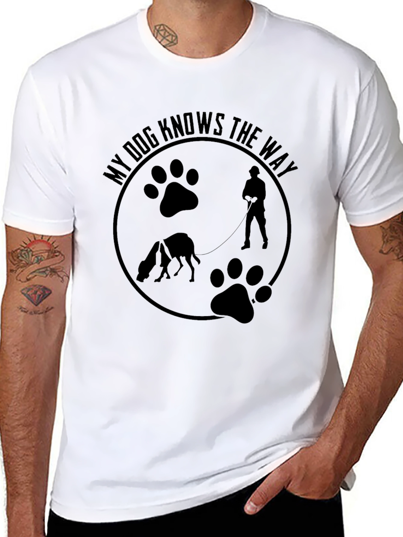 My Dog Knows the Way Black T-Shirt