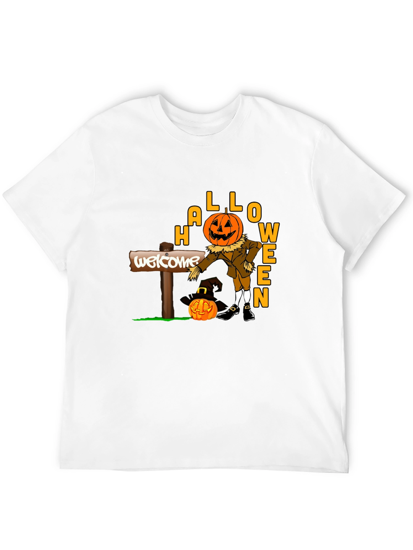 Halloween Pumpkin Scarecrow Black T-Shirt