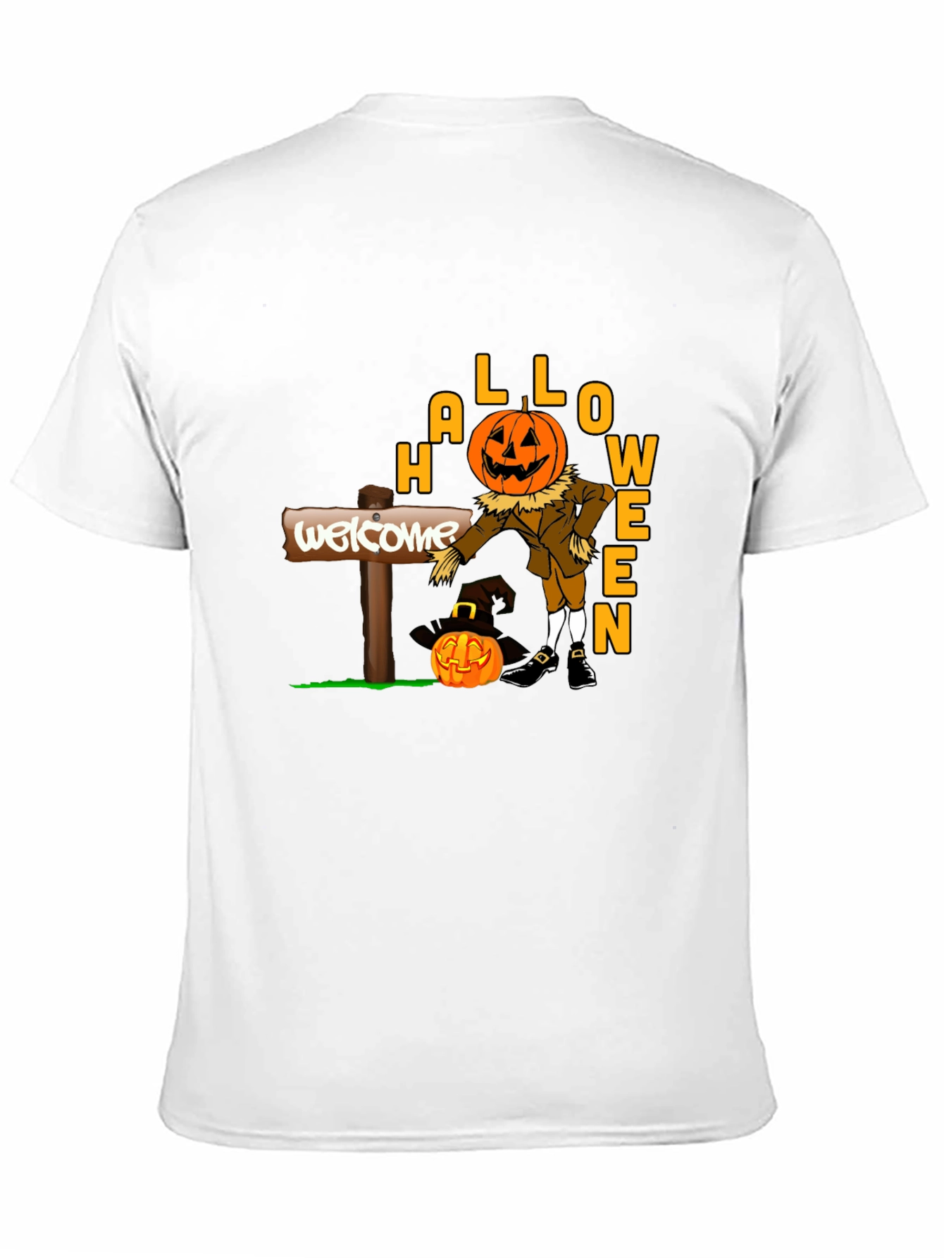 Halloween Pumpkin Scarecrow Black T-Shirt
