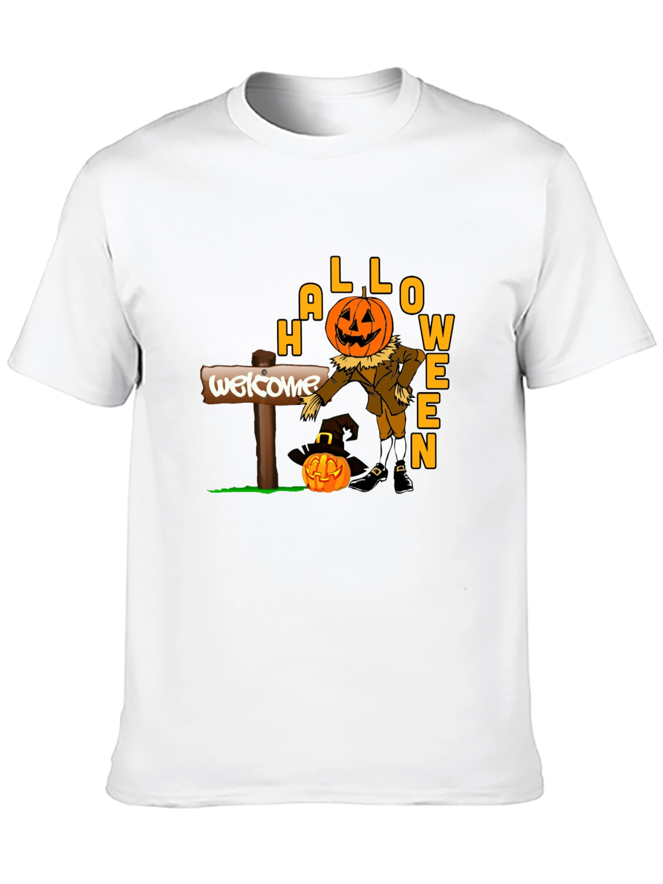 Halloween Pumpkin Scarecrow Black T-Shirt