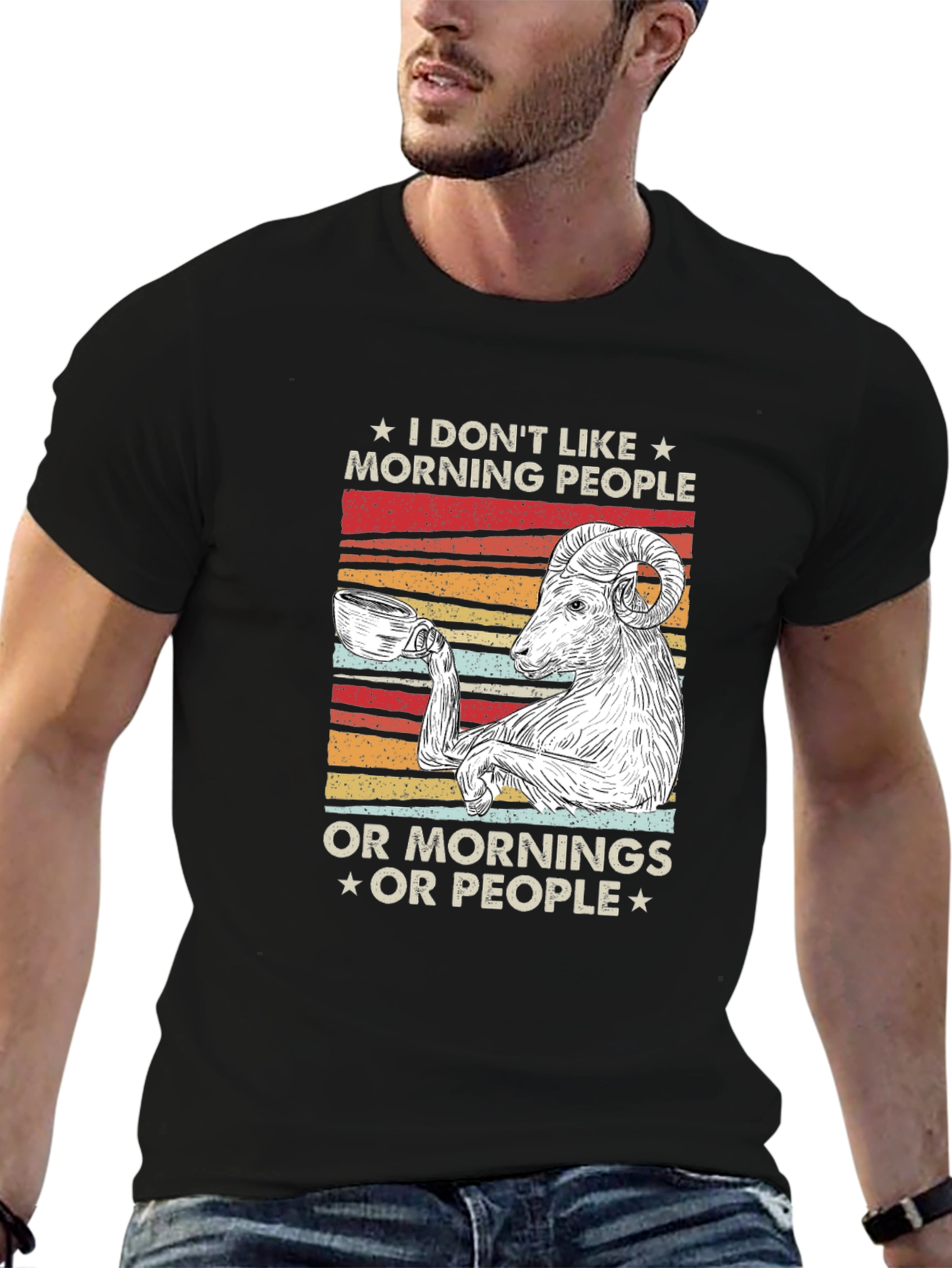 Funny Morning Goat T-Shirt - Coffee Lover Tee