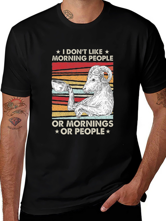 Funny Morning Goat T-Shirt - Coffee Lover Tee