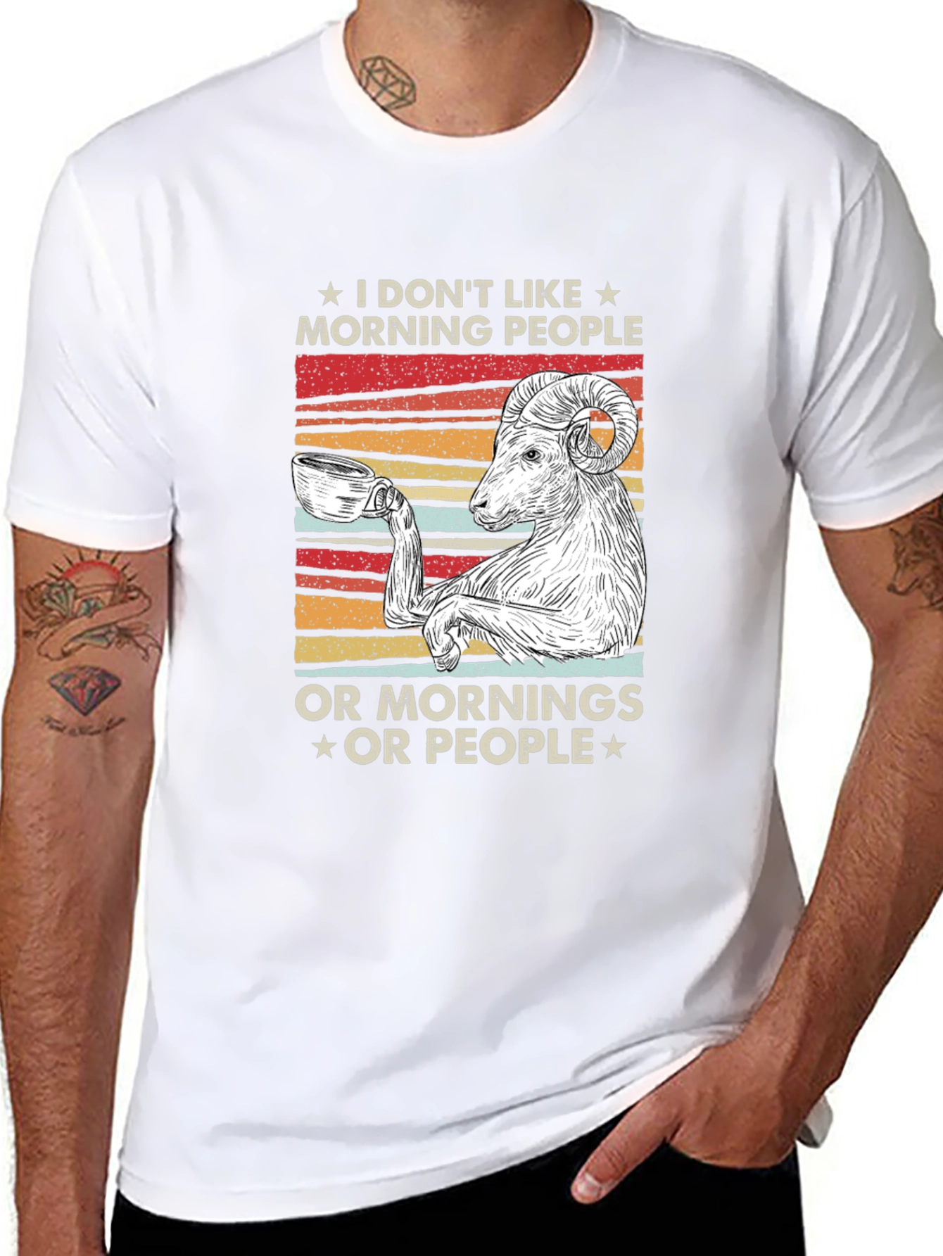 Funny Morning Goat T-Shirt - Coffee Lover Tee