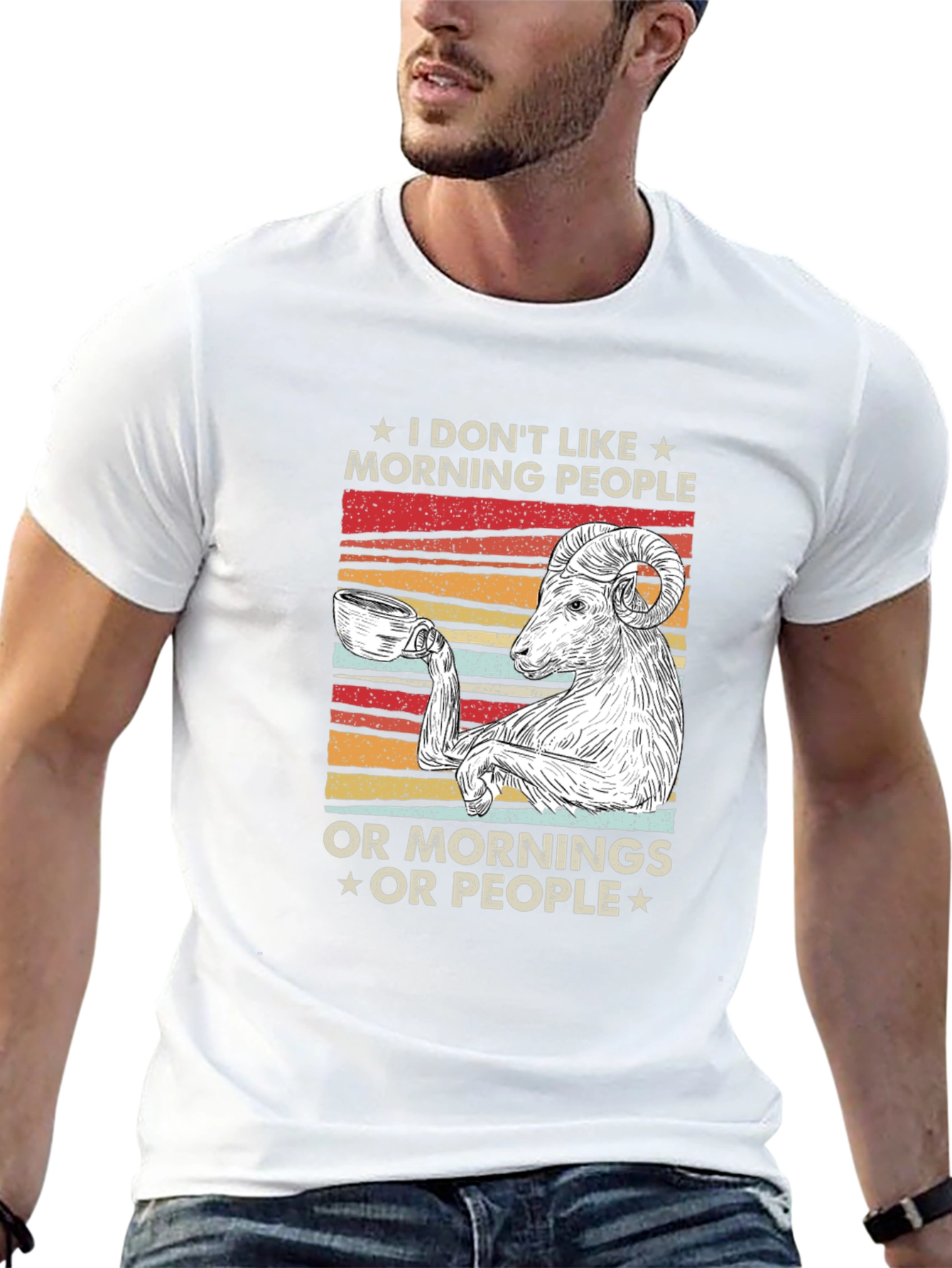 Funny Morning Goat T-Shirt - Coffee Lover Tee