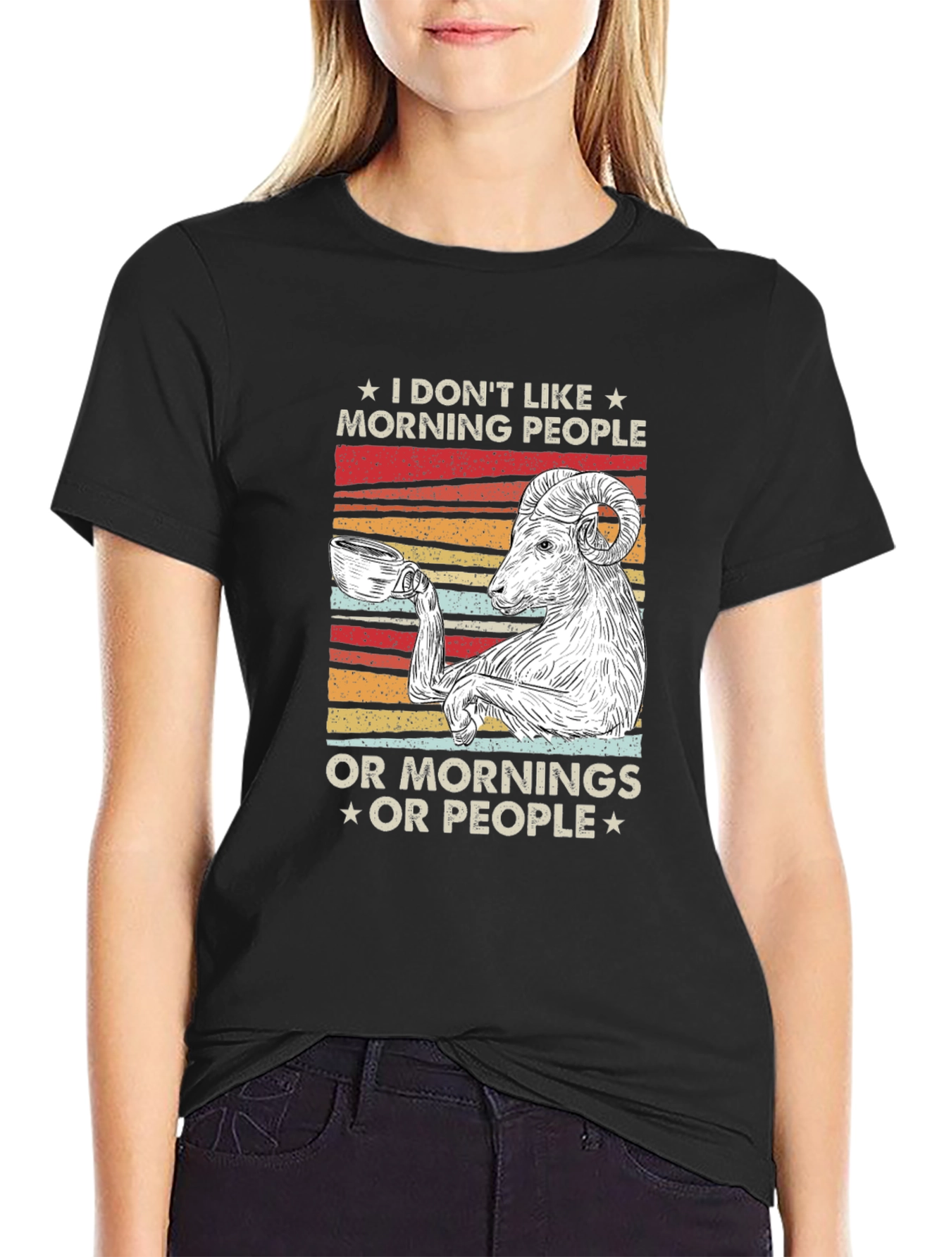 Funny Morning Goat T-Shirt - Coffee Lover Tee