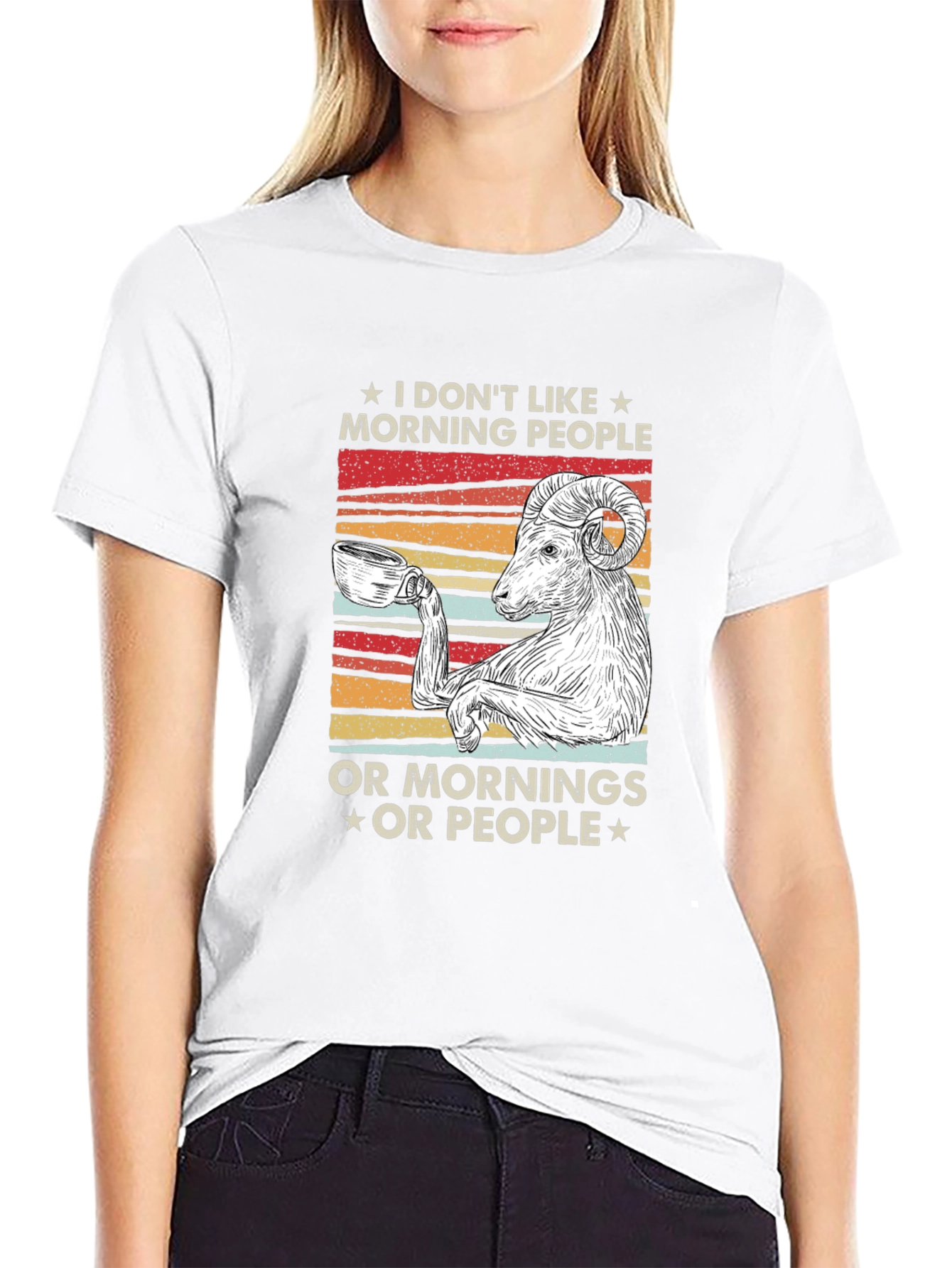 Funny Morning Goat T-Shirt - Coffee Lover Tee