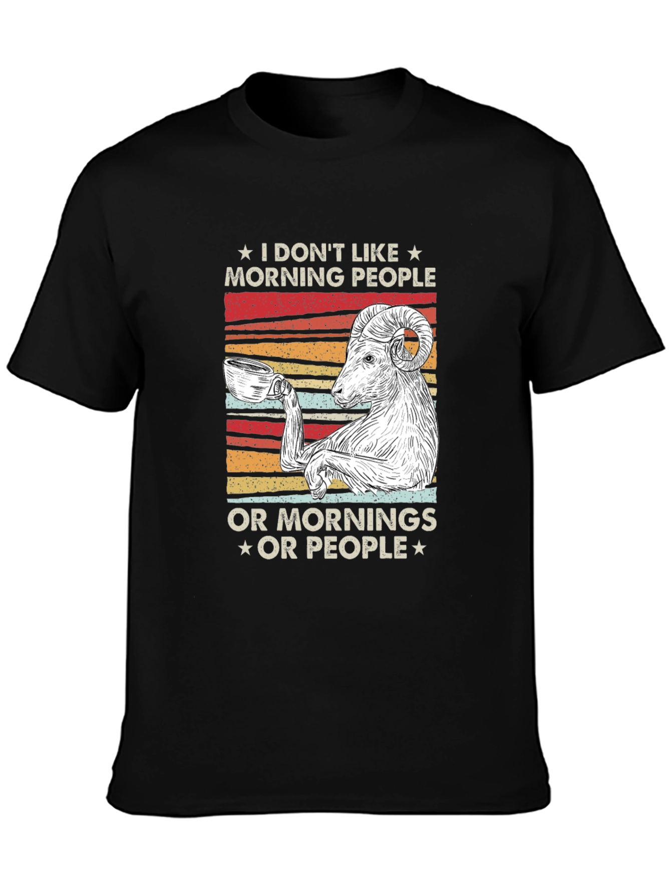Funny Morning Goat T-Shirt - Coffee Lover Tee