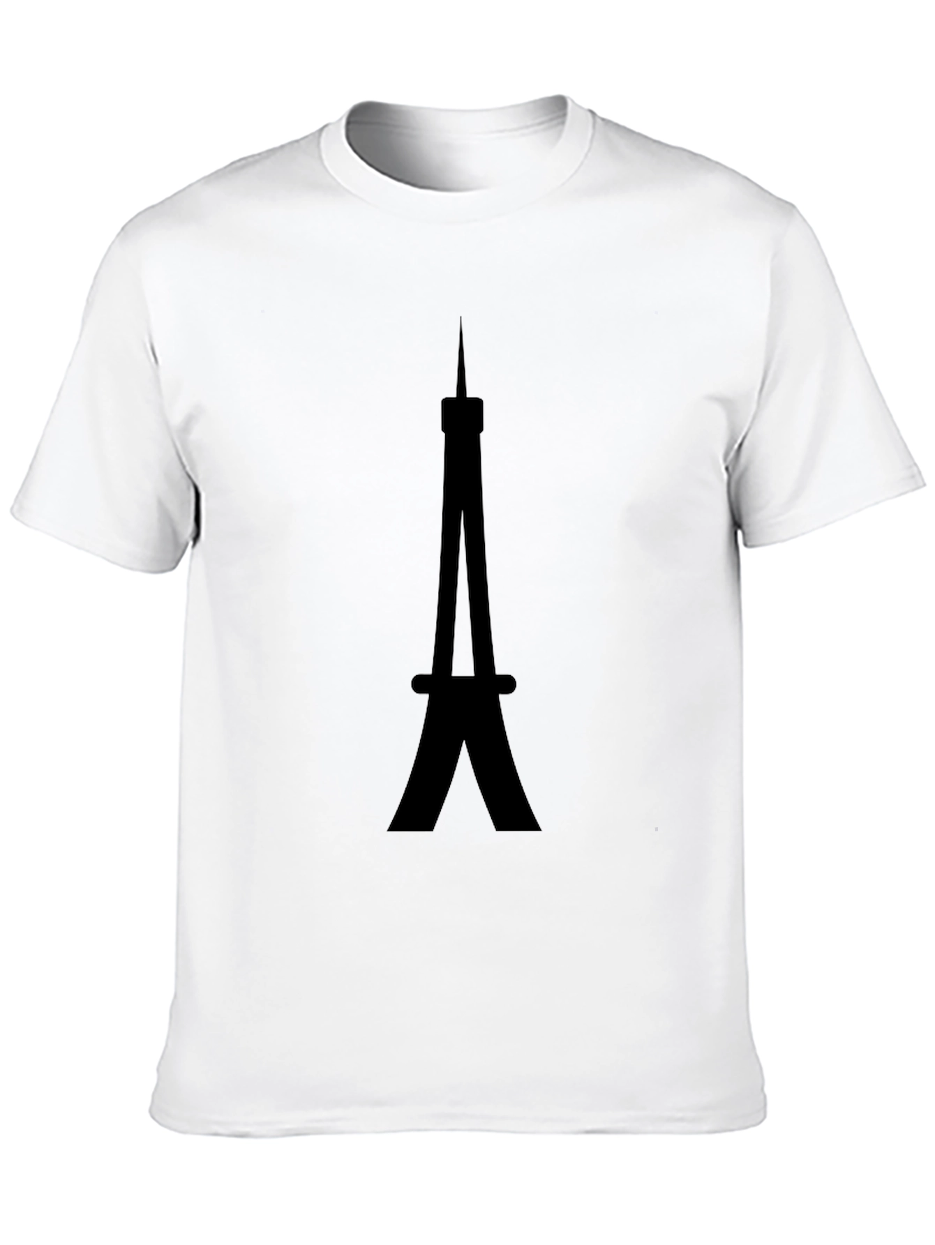 Eiffel Tower Graphic Tee - Black Cotton Casual Shirt