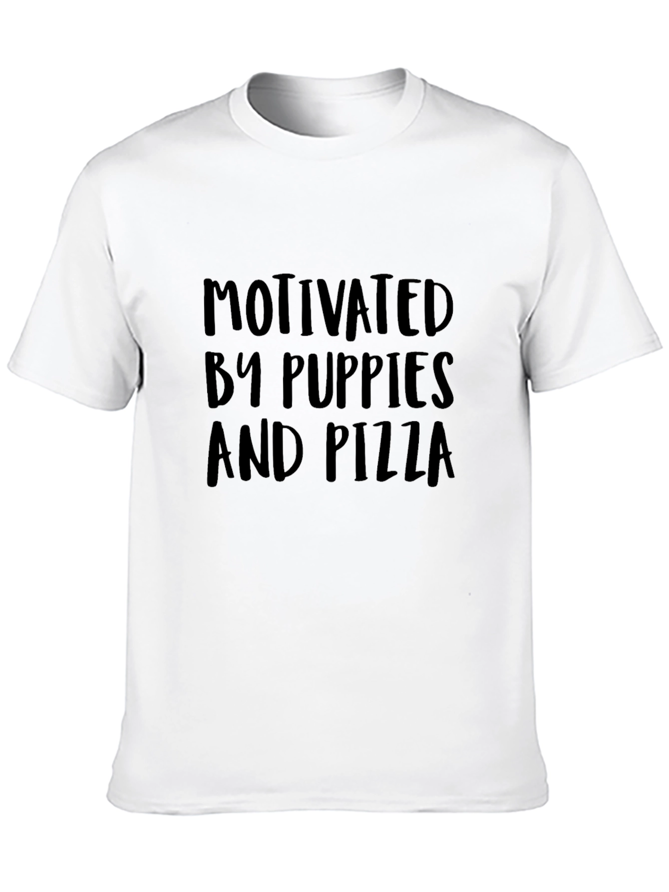 Motivated By Puppies and Pizza Black T-Shirt