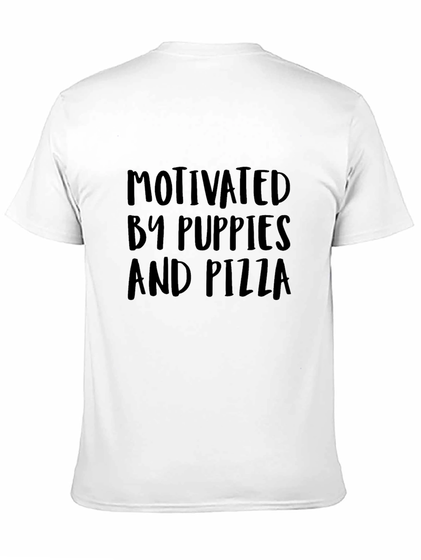 Motivated By Puppies and Pizza Black T-Shirt