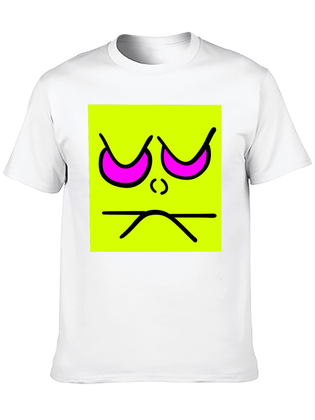 Grumpy Face Graphic Tee - Neon Square T-Shirt