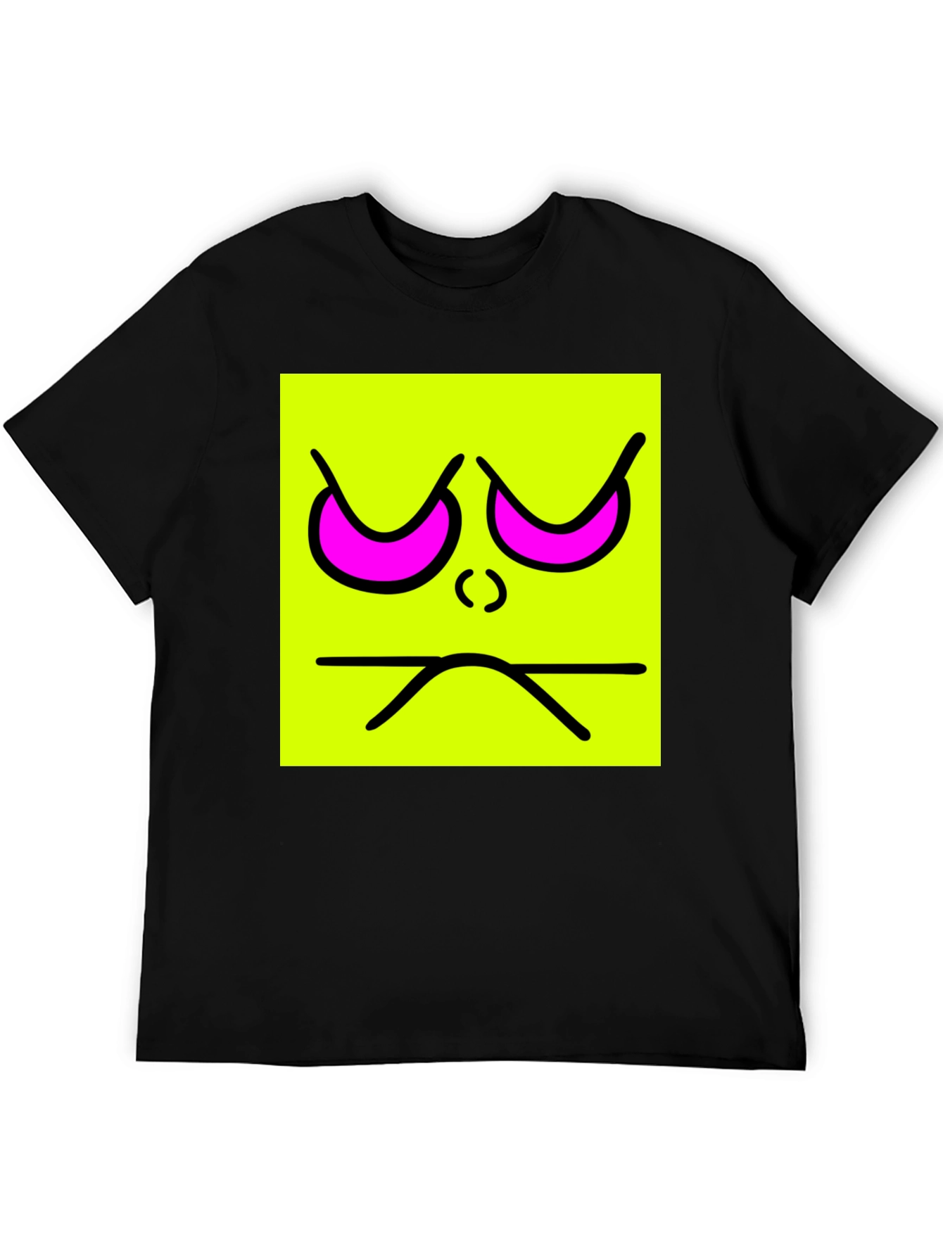 Grumpy Face Graphic Tee - Neon Square T-Shirt