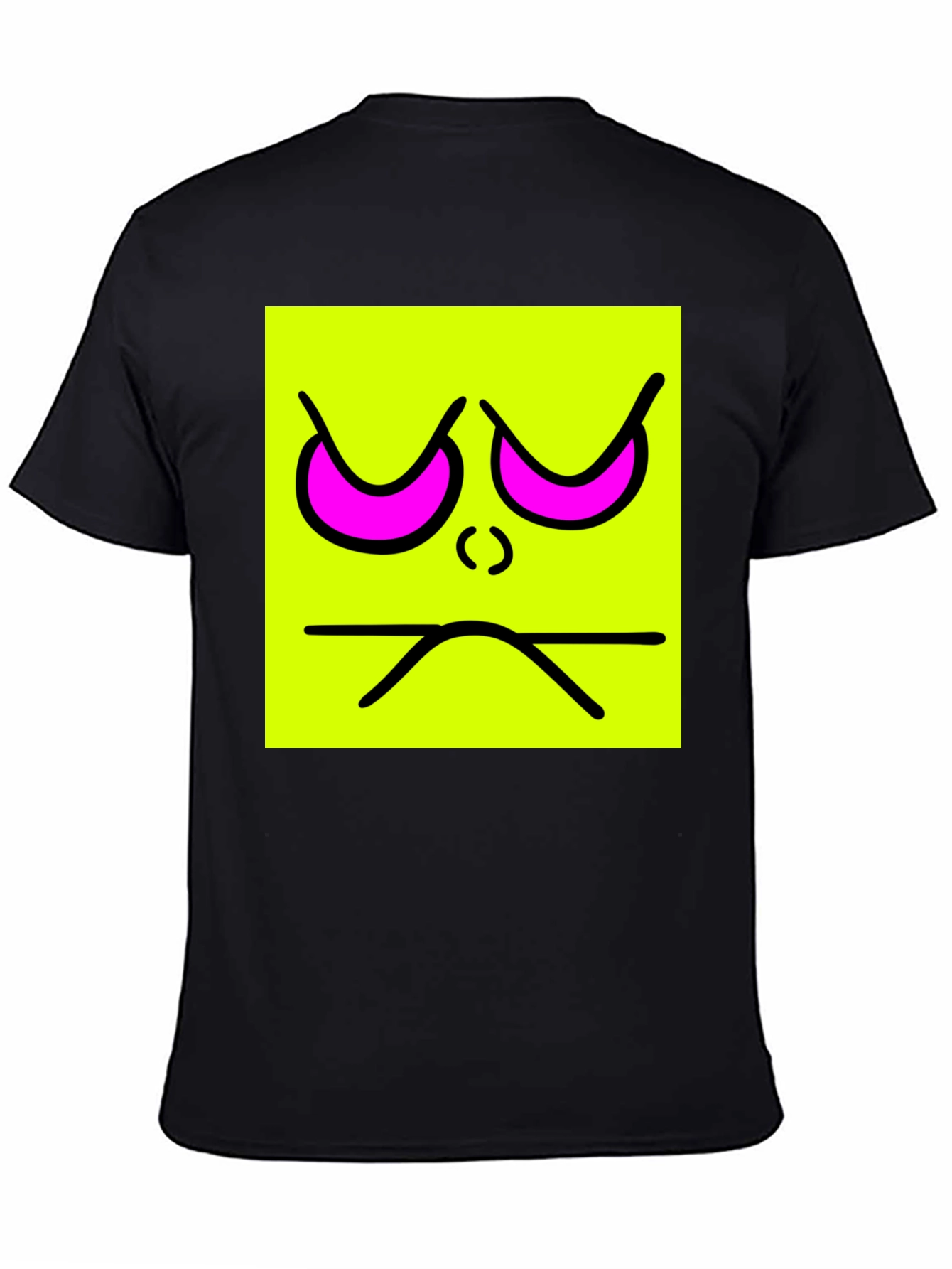 Grumpy Face Graphic Tee - Neon Square T-Shirt