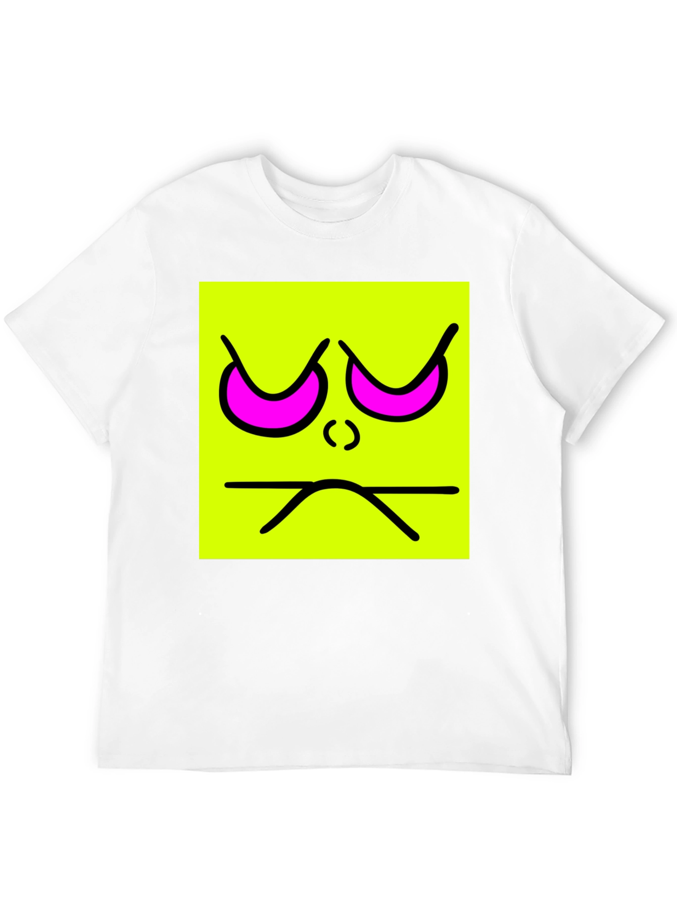 Grumpy Face Graphic Tee - Neon Square T-Shirt