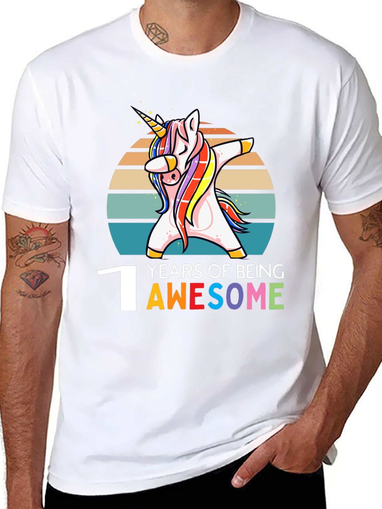1st Birthday Unicorn Dabbing Awesome T-Shirt