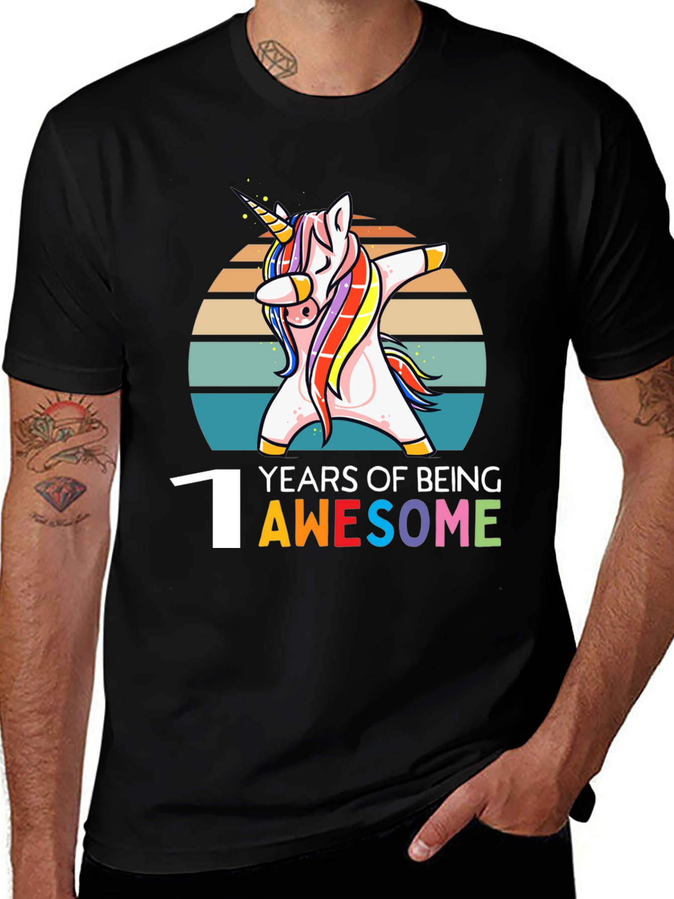 1st Birthday Unicorn Dabbing Awesome T-Shirt