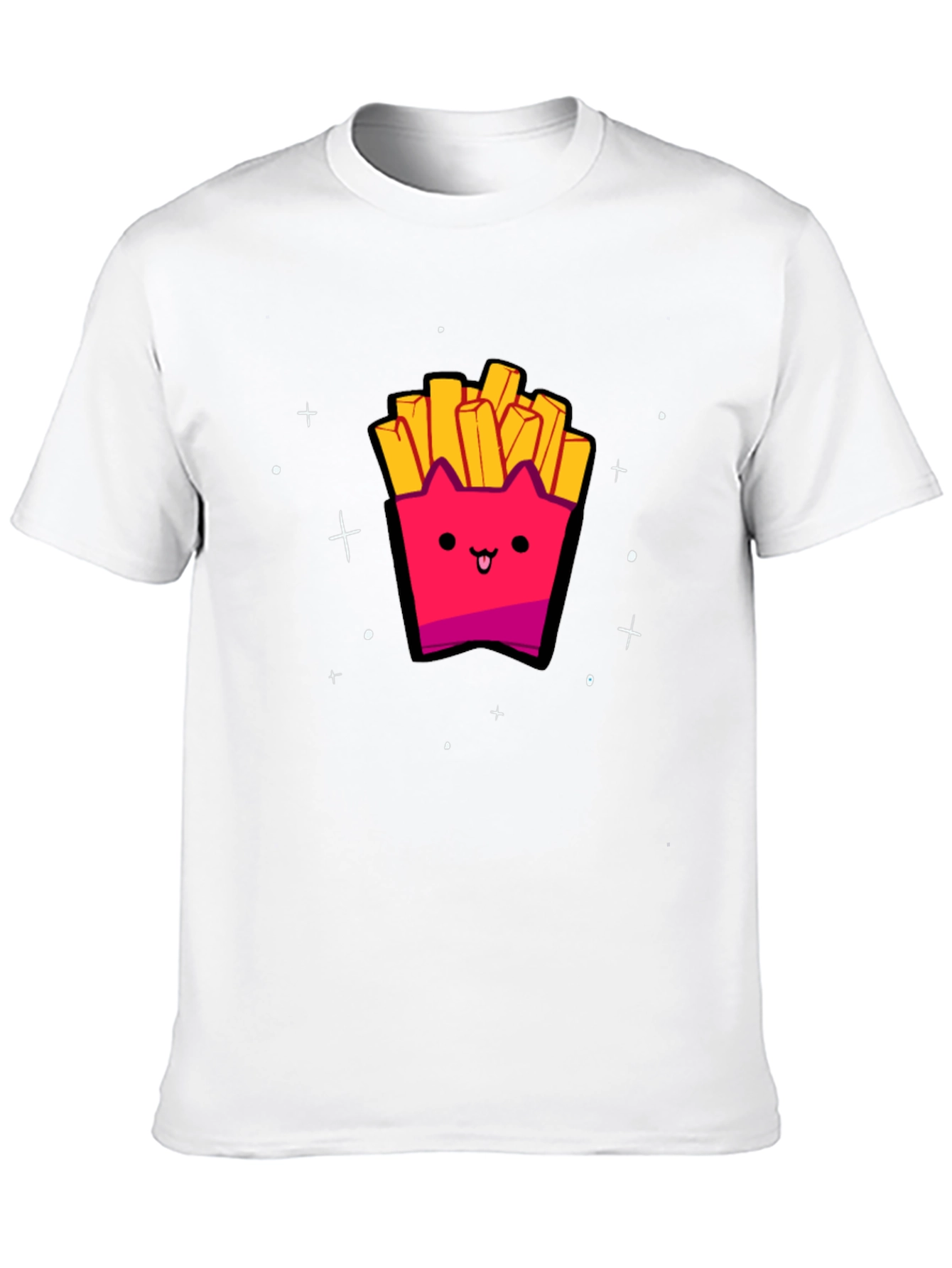 Cute Kawaii Fries Graphic Black T-Shirt