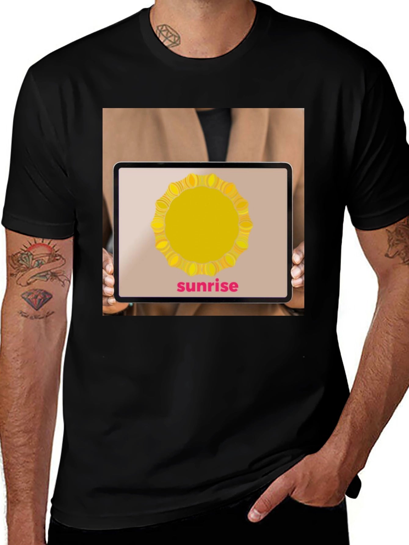 Sunrise Graphic T-Shirt - Stylish Black Tee