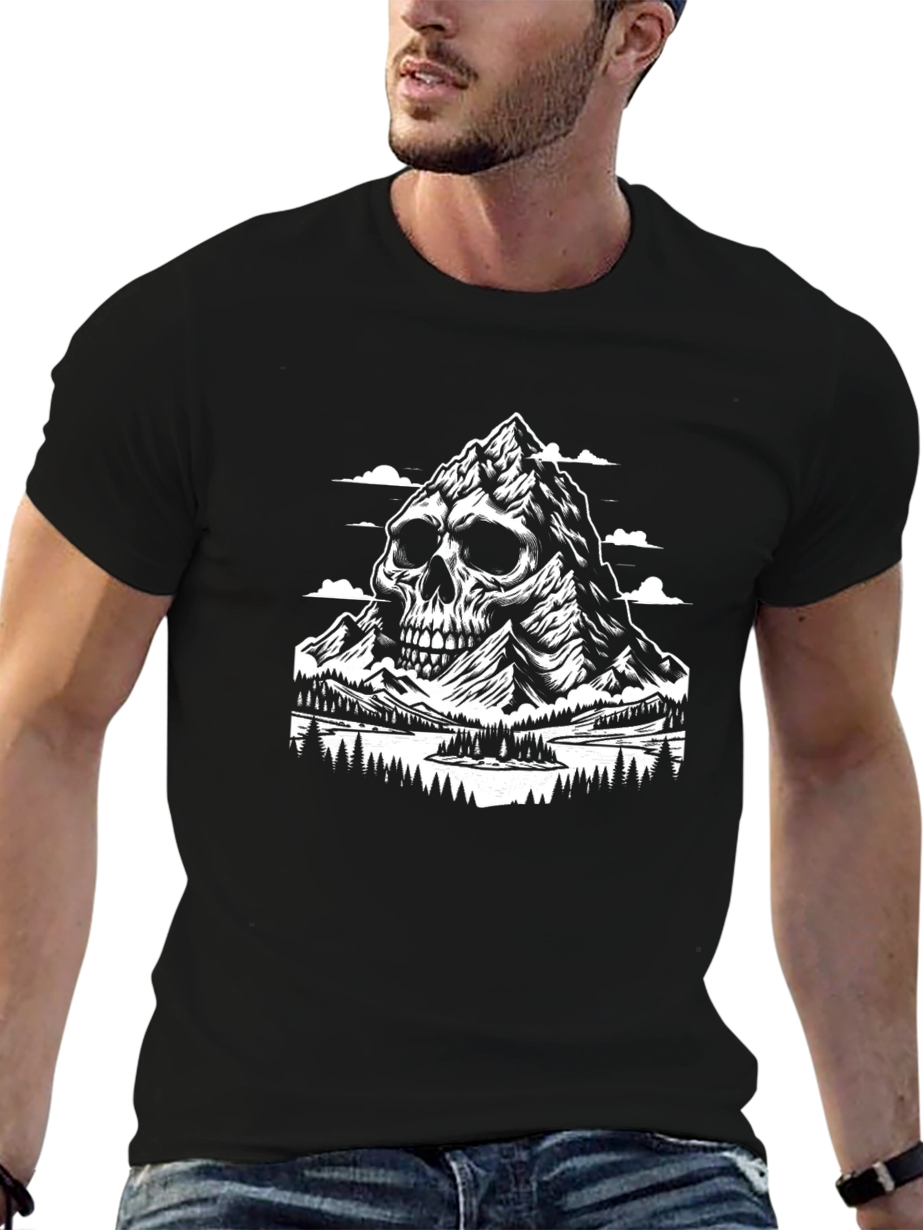 Skull Mountain Graphic Tee - Black