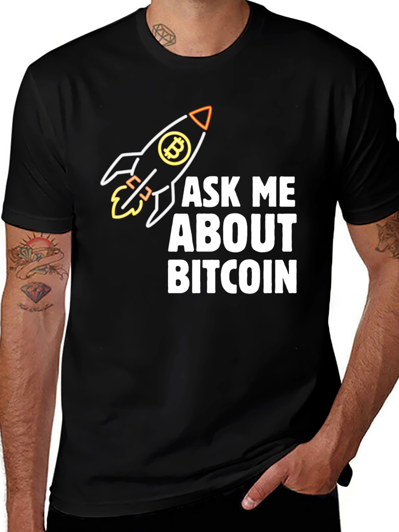 Ask Me About Bitcoin Rocket T-Shirt